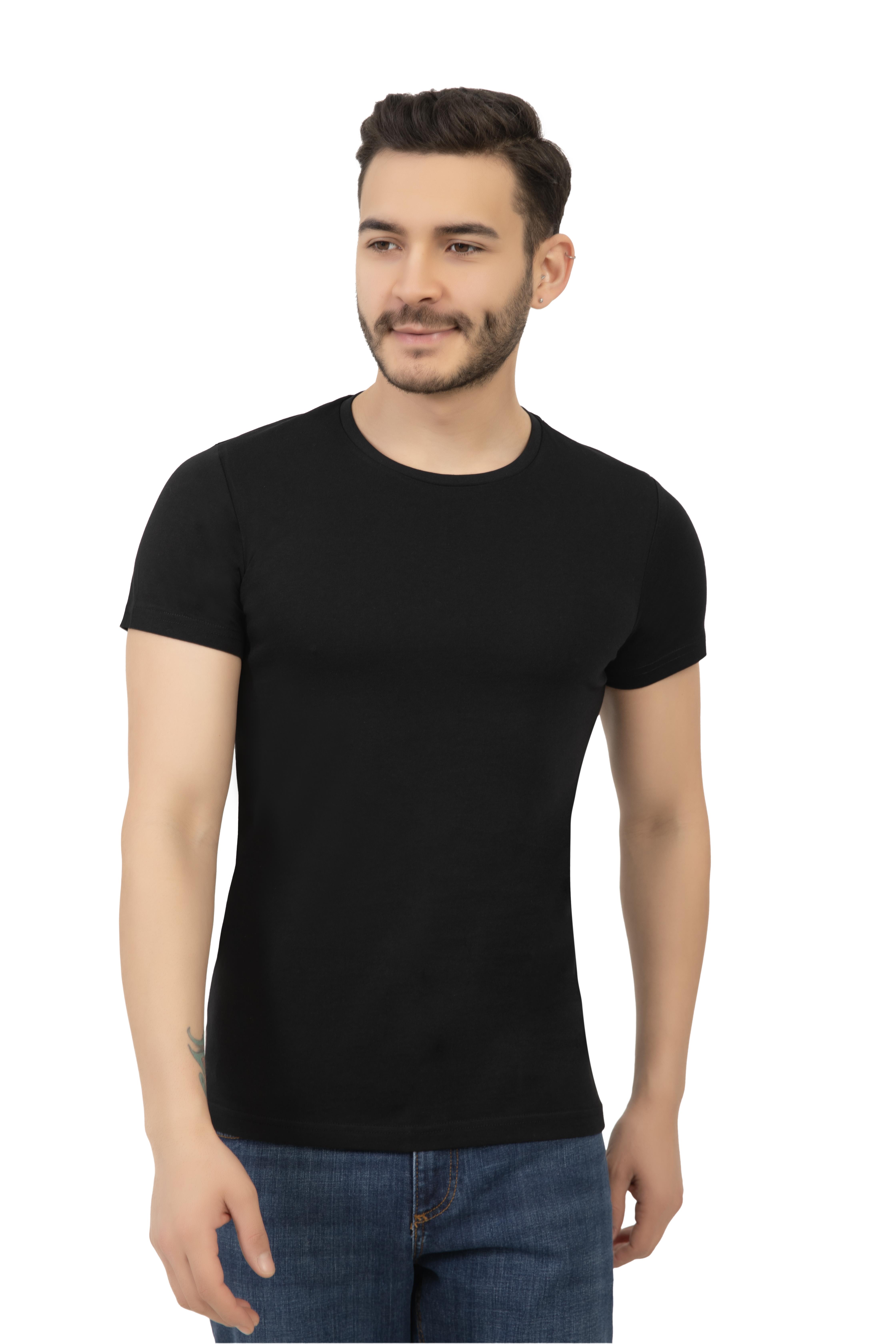 Erkek Bisiklet Yaka Regular Fit Basic Tişört Siyah