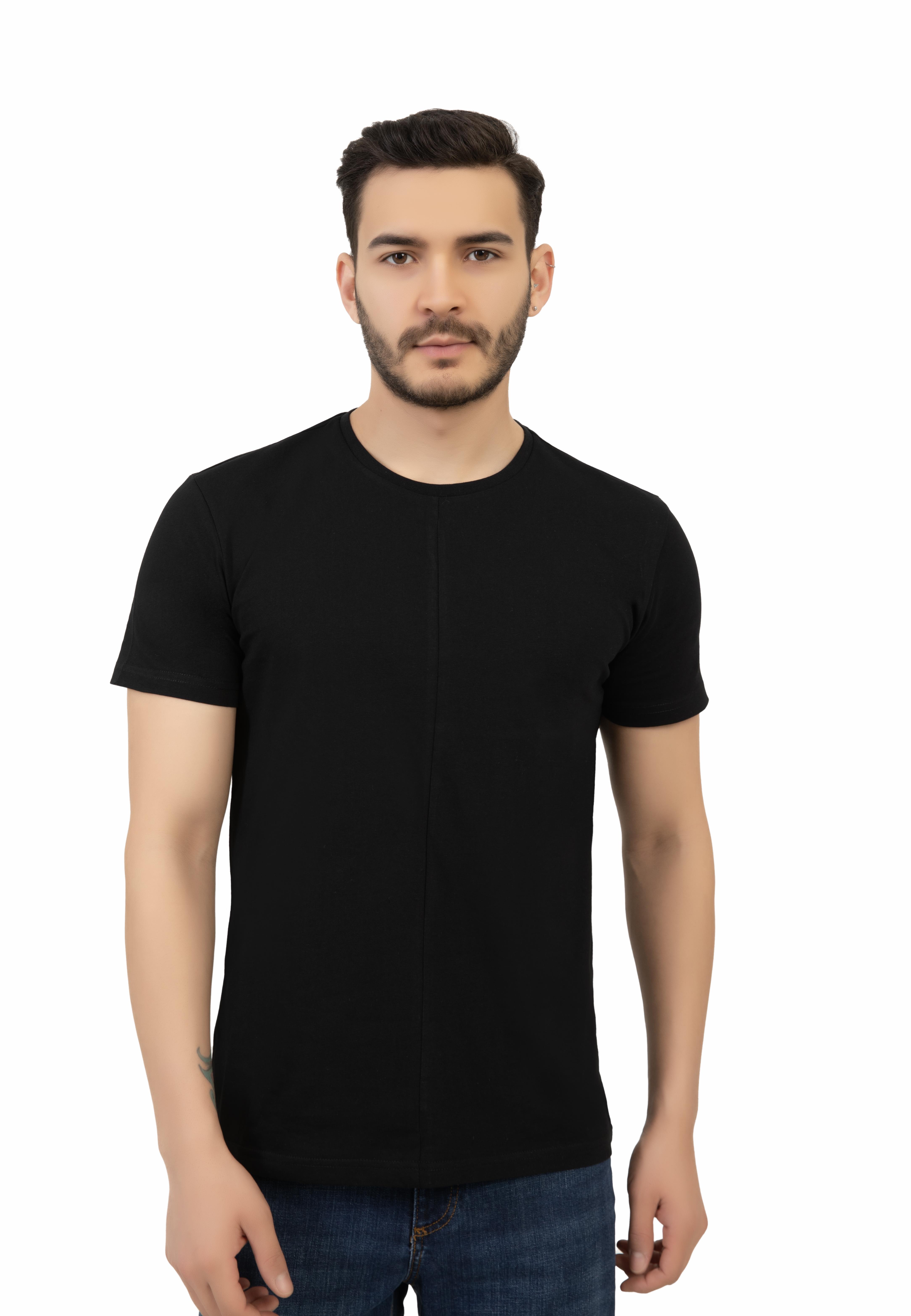 Erkek Bisiklet Yaka Regular Fit Tişört Siyah