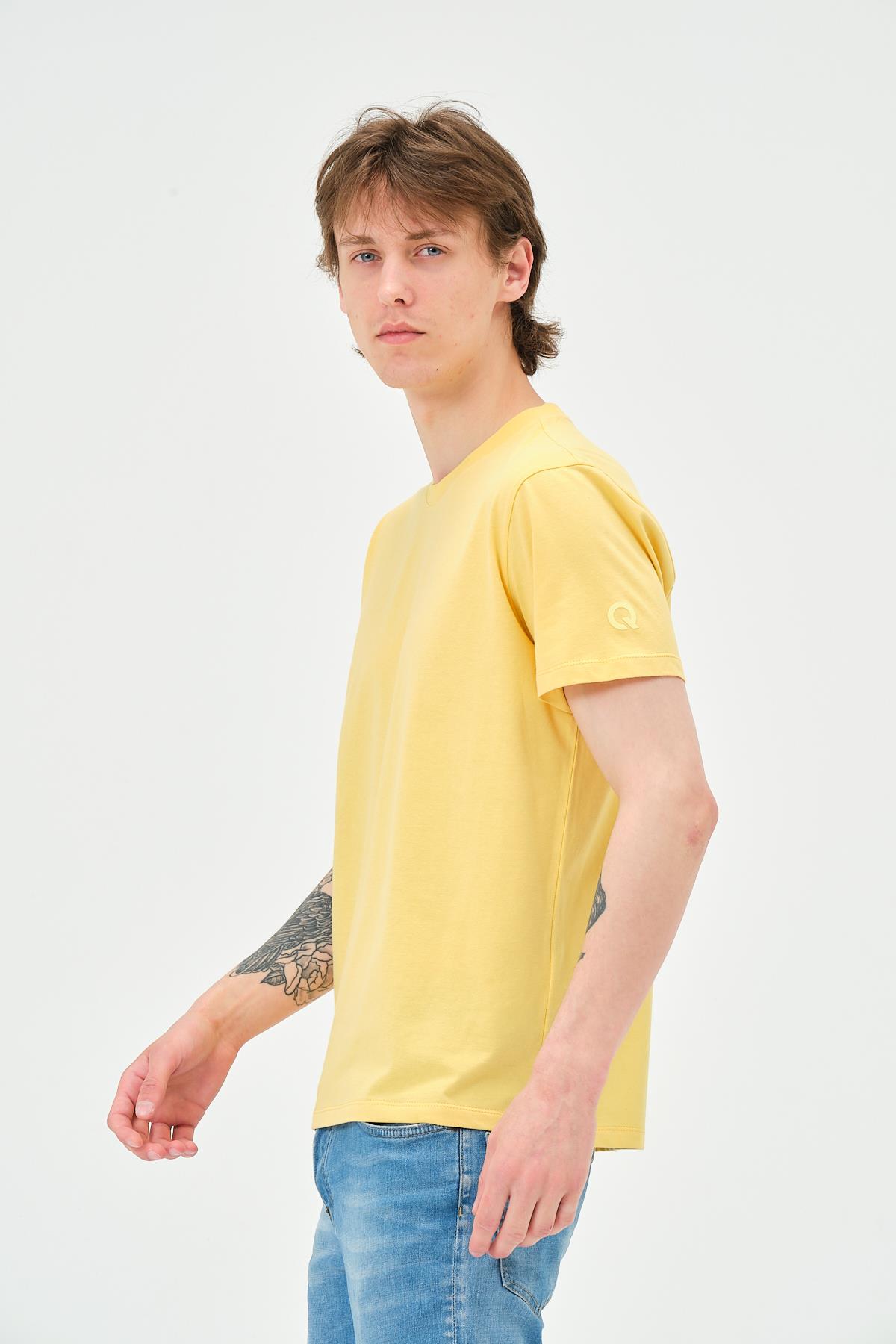 Erkek Bisiklet Yaka Regular Kalıp T-shirt Sarı