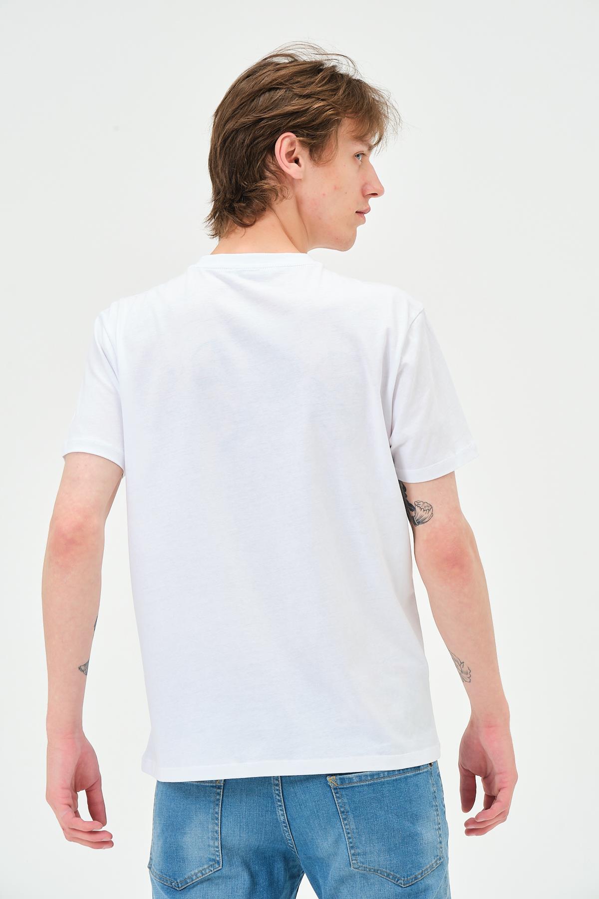 Erkek Bisiklet Yaka Regular Kalıp T-shirt Beyaz