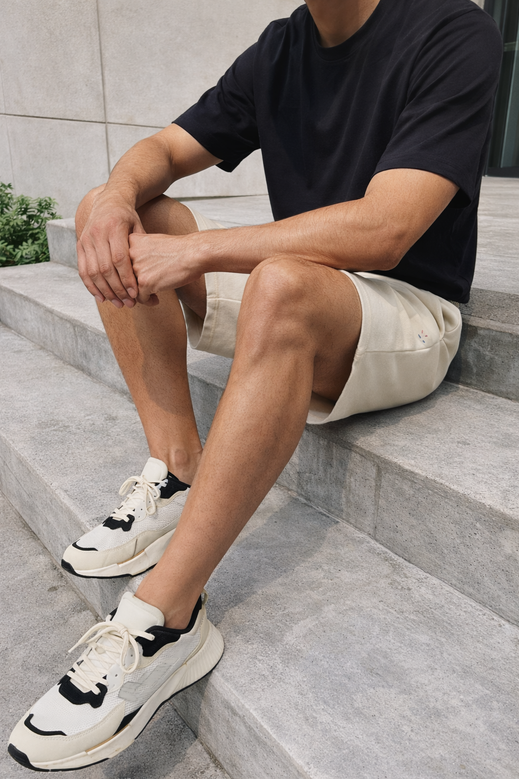 Erkek Ekru Basic Lastikli Bağcıklı Regular Fit Şort