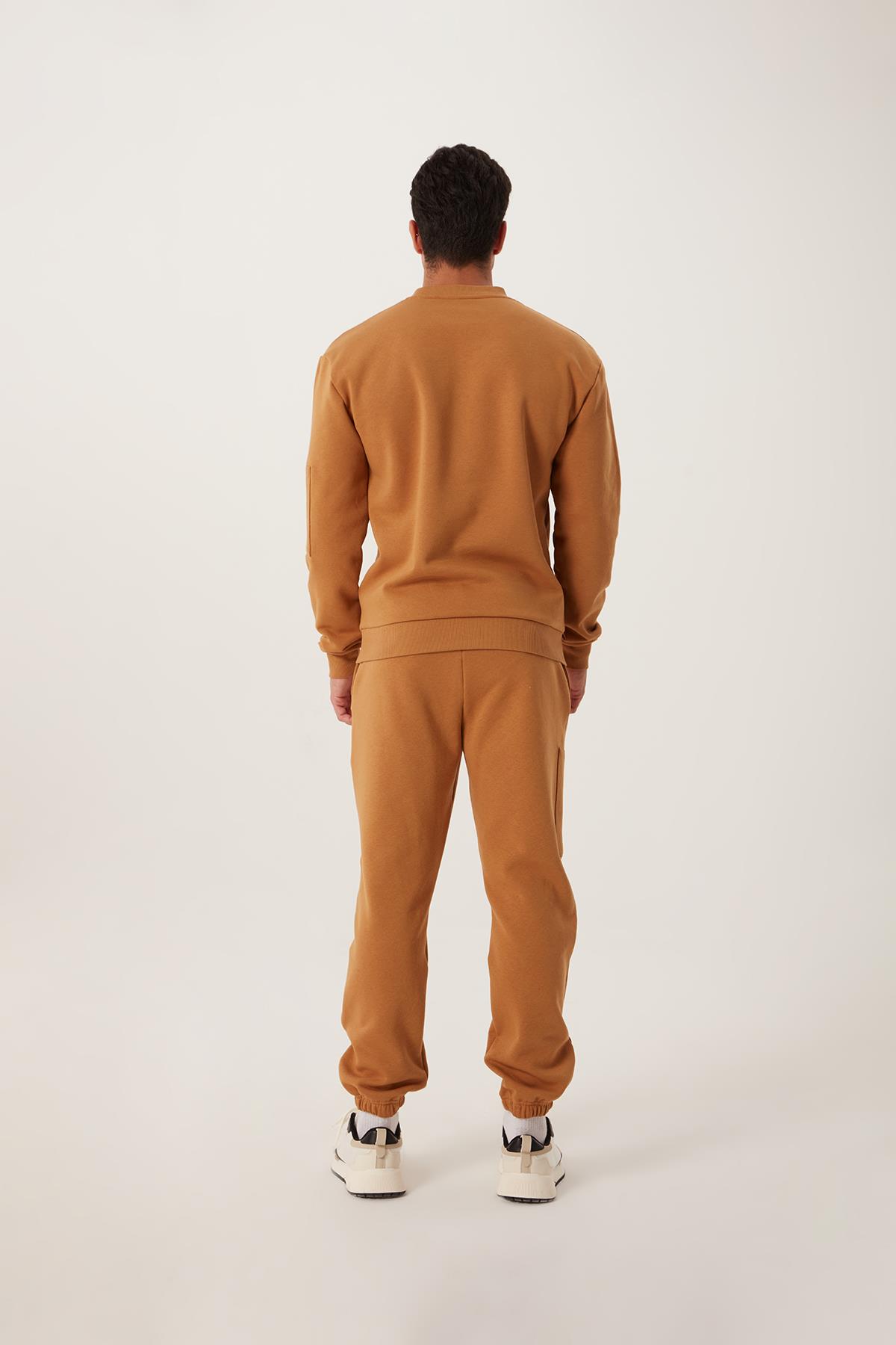 Erkek Fermuar Detaylı Sweatshirt Kahverengi