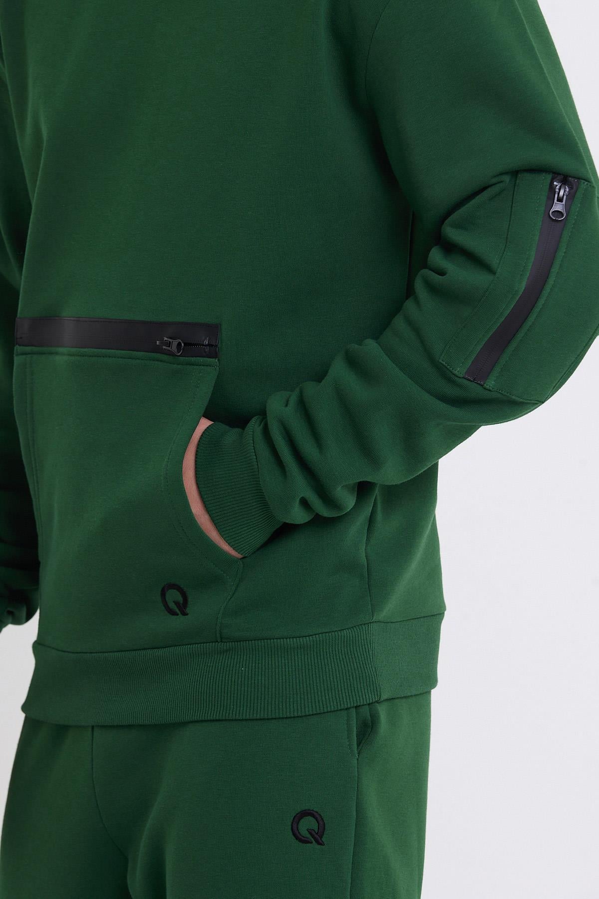 Erkek Fermuar Detaylı Sweatshirt Yeşil