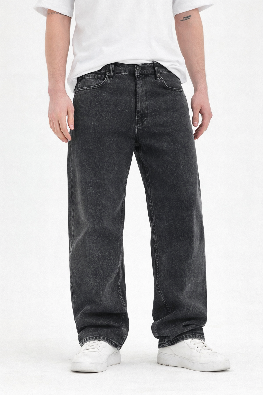 Erkek Füme Yıkamalı Baggy Fit Kot Pantolon