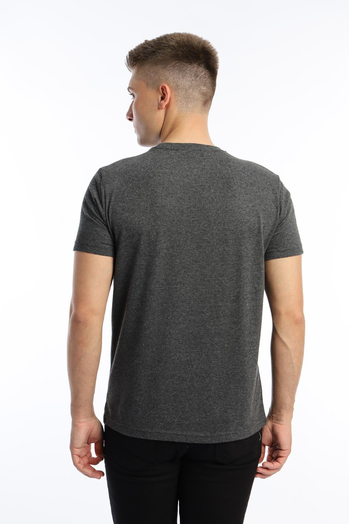 Erkek Golf Nakışlı Regular Fit Basic Tişört Antrasit Melanj Erkek Golf Nakışlı Regular Fit Basic Tişört Antrasit Melanj