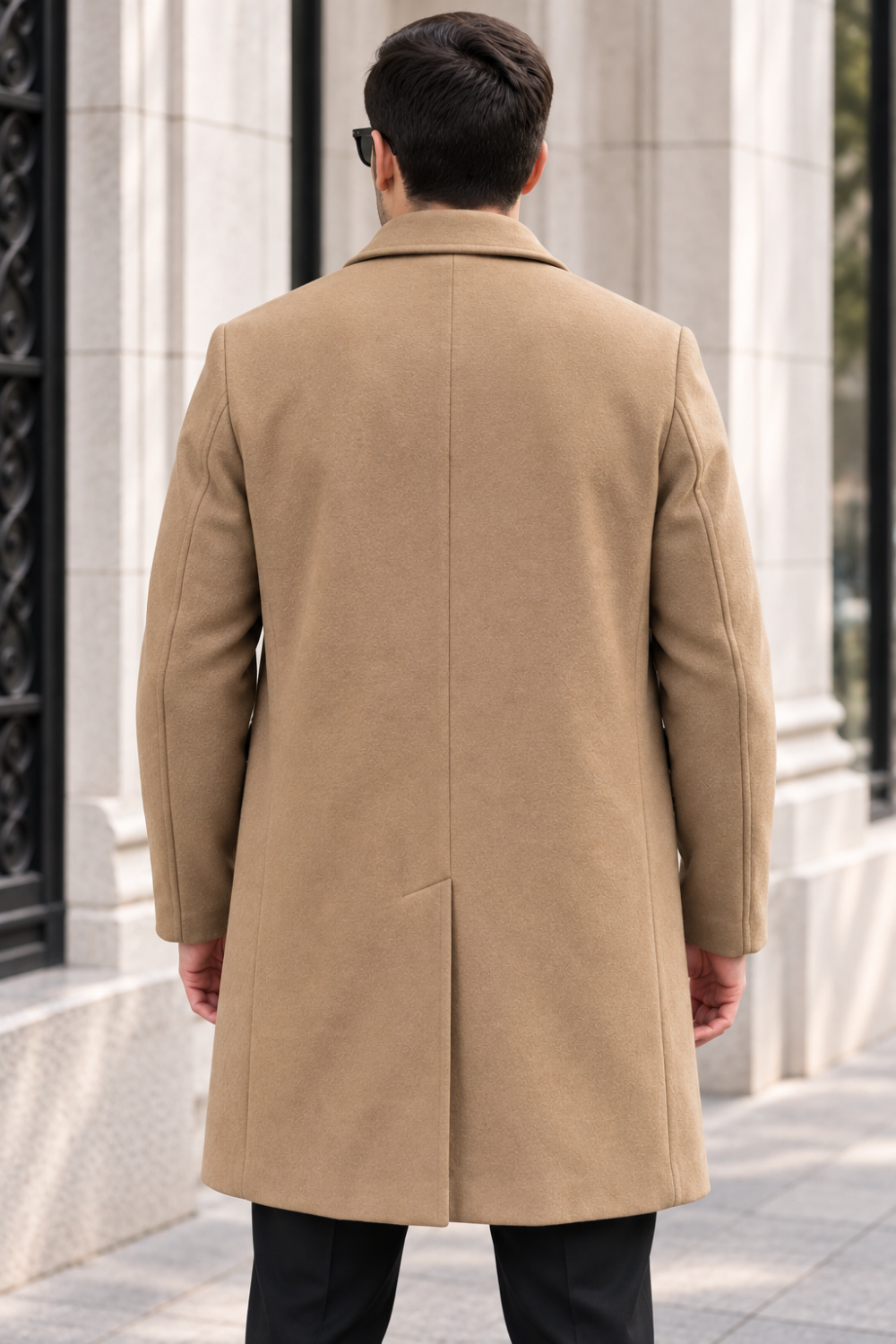 Erkek Klasik Yaka Tek Sıra Düğmeli Regular Fit Uzun Kaban - Camel Camel