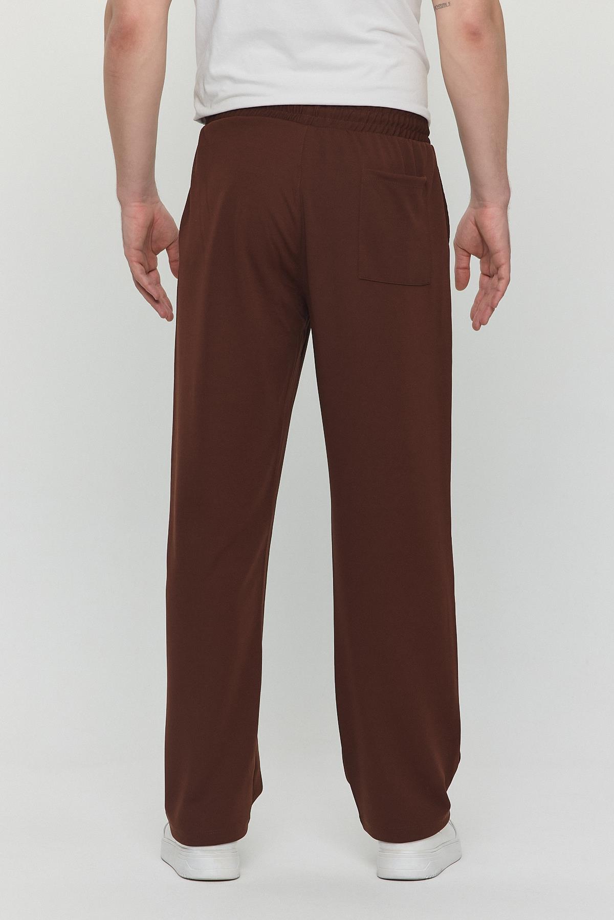 Erkek Palazzo Baggy Rahat Pantolon Kahverengi