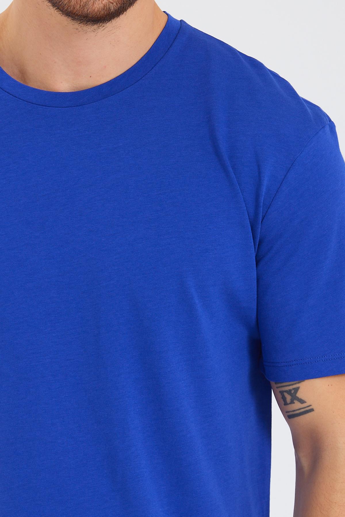 Erkek Pamuk Modal Oversize T-shirt Saks
