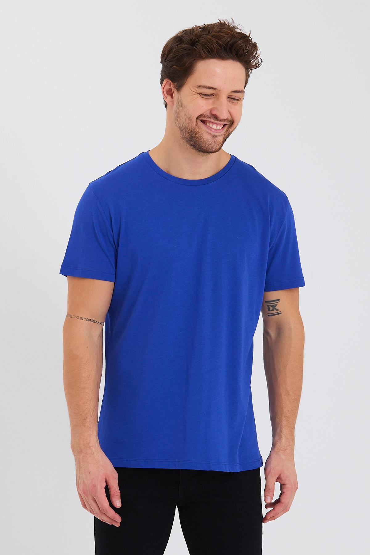 Erkek Pamuk Modal Regular Fit T-shirt Saks