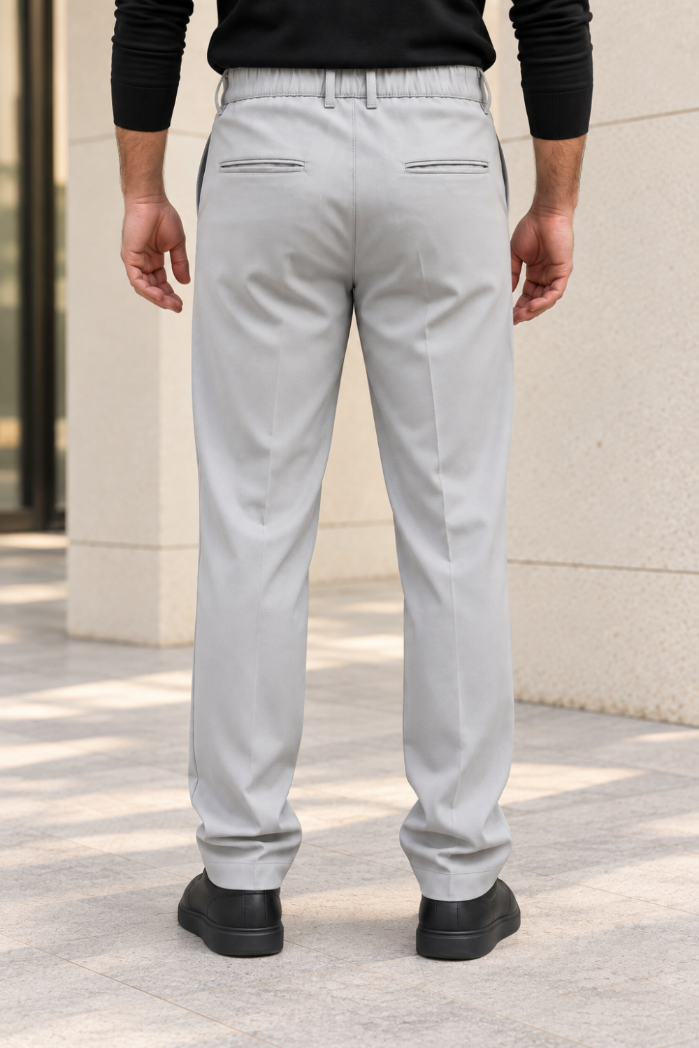 Erkek Pamuklu Likralı Regular Fit Kumaş Pantolon - Gri Gri