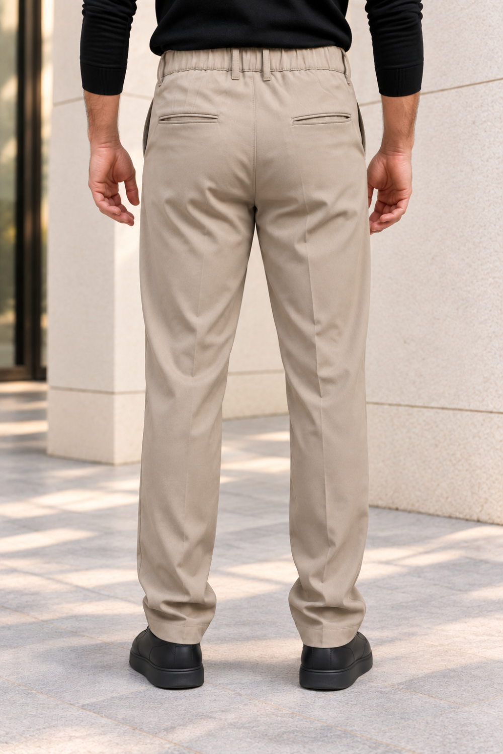 Erkek Pamuklu Likralı Regular Fit Kumaş Pantolon - Bej Bej