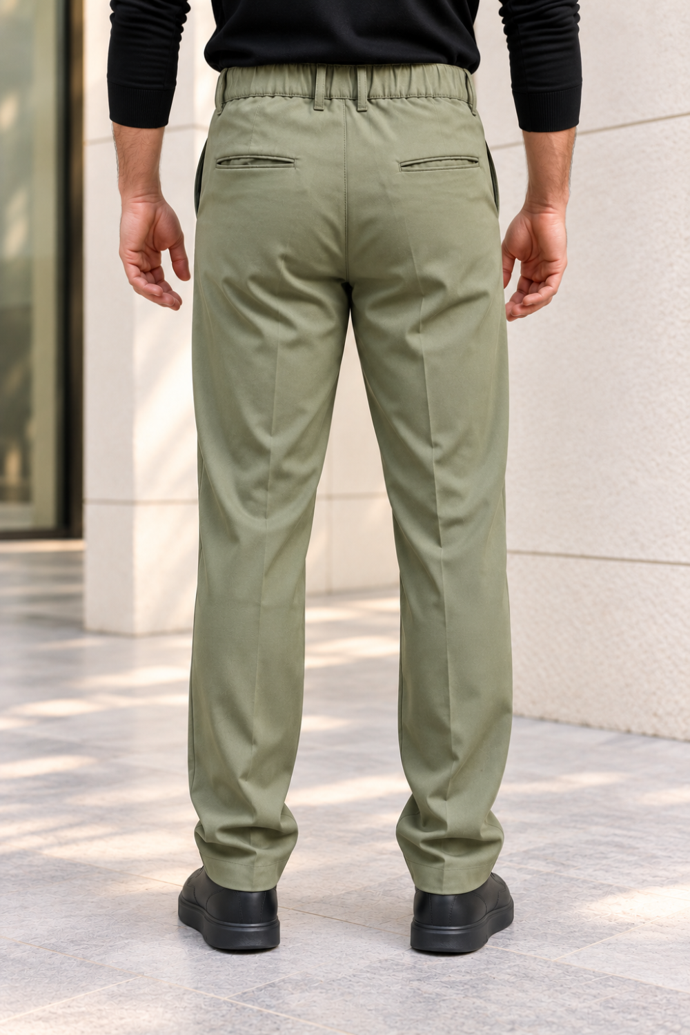 Erkek Pamuklu Likralı Regular Fit Kumaş Pantolon - Haki Haki