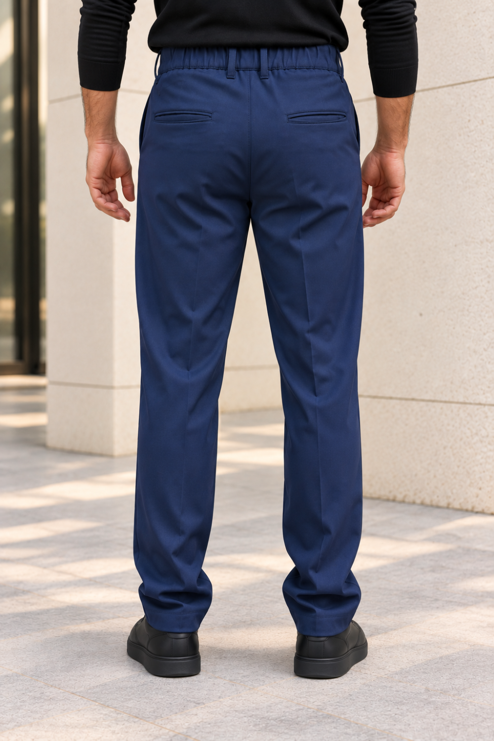 Erkek Pamuklu Likralı Regular Fit Kumaş Pantolon - Lacivert Lacivert