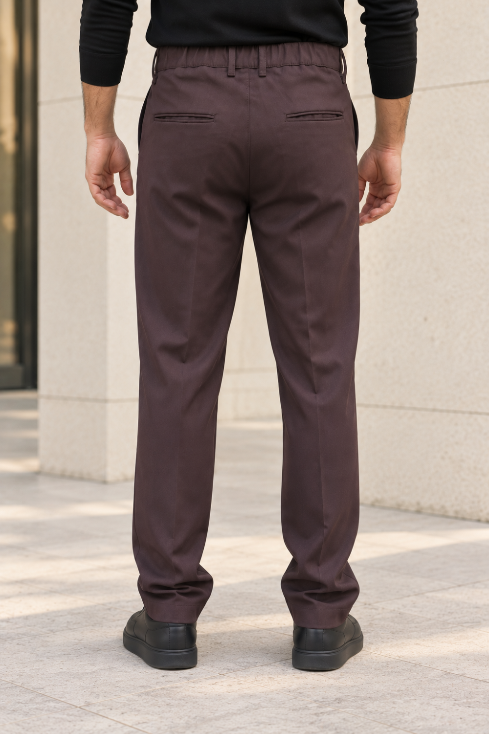 Erkek Pamuklu Likralı Regular Fit Kumaş Pantolon - Kahverengi Kahverengi