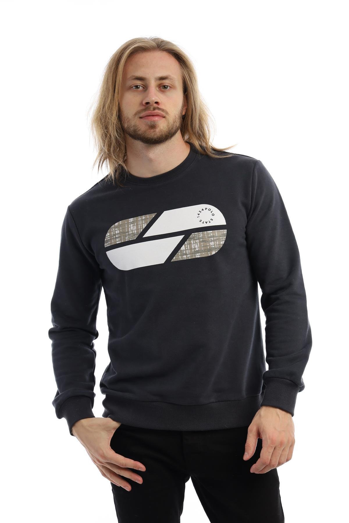 Erkek 3 İplik Pamuklu Baskılı Regular Fit Basic Bisiklet Yaka Füme Sweatshirt Erkek 3 İplik Pamuklu Baskılı Regular Fit Basic Bisiklet Yaka Füme Sweatshirt