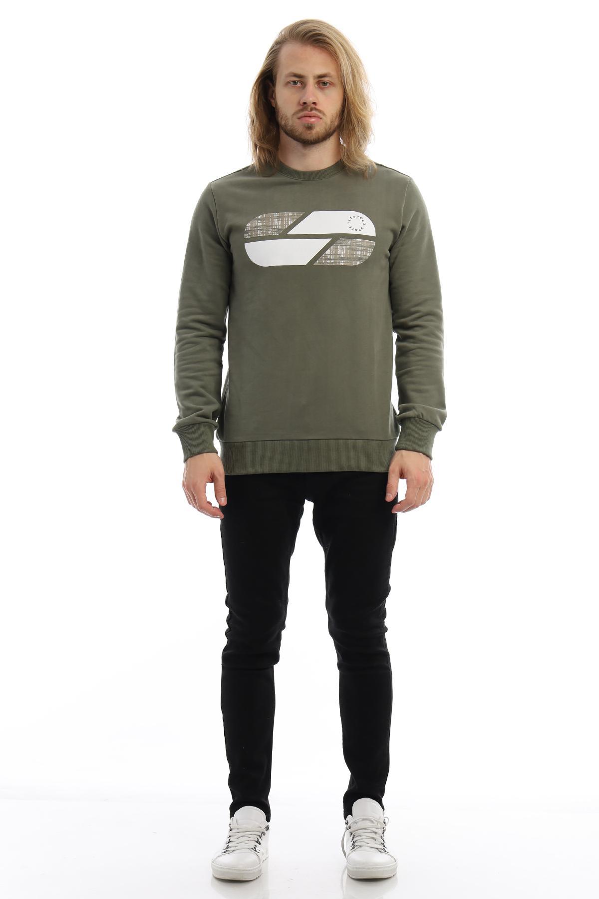 Erkek 3 İplik Pamuklu Baskılı Regular Fit Basic Bisiklet Yaka Yeşil Sweatshirt Erkek 3 İplik Pamuklu Baskılı Regular Fit Basic Bisiklet Yaka Yeşil Sweatshirt