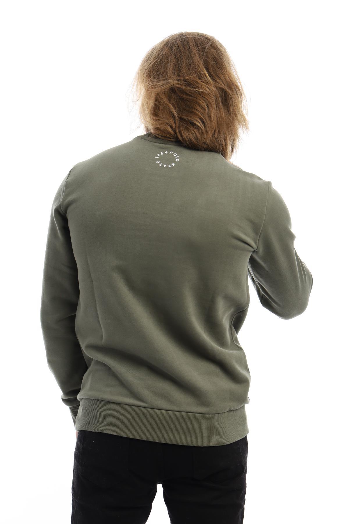 Erkek 3 İplik Pamuklu Baskılı Regular Fit Basic Bisiklet Yaka Yeşil Sweatshirt Erkek 3 İplik Pamuklu Baskılı Regular Fit Basic Bisiklet Yaka Yeşil Sweatshirt