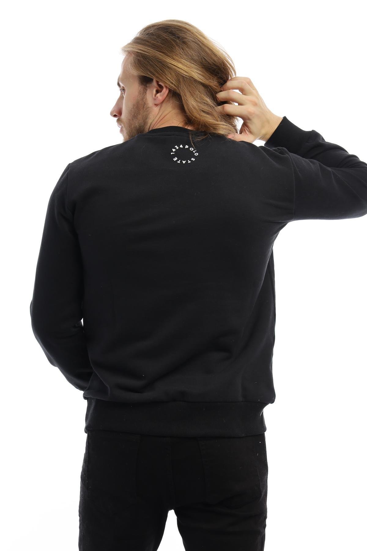 Erkek 3 İplik Pamuklu Baskılı Regular Fit Basic Bisiklet Yaka Siyah Sweatshirt Erkek 3 İplik Pamuklu Baskılı Regular Fit Basic Bisiklet Yaka Siyah Sweatshirt