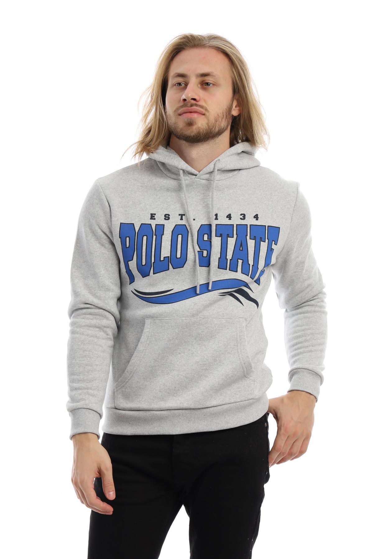 Erkek 3 İplik Pamuklu İçi Polarlı Regular Fit Baskılı Kapüşonlu Kanguru Cepli Gri Sweatshirt Erkek 3 İplik Pamuklu İçi Polarlı Regular Fit Baskılı Kapüşonlu Kanguru Cepli Gri Sweatshirt