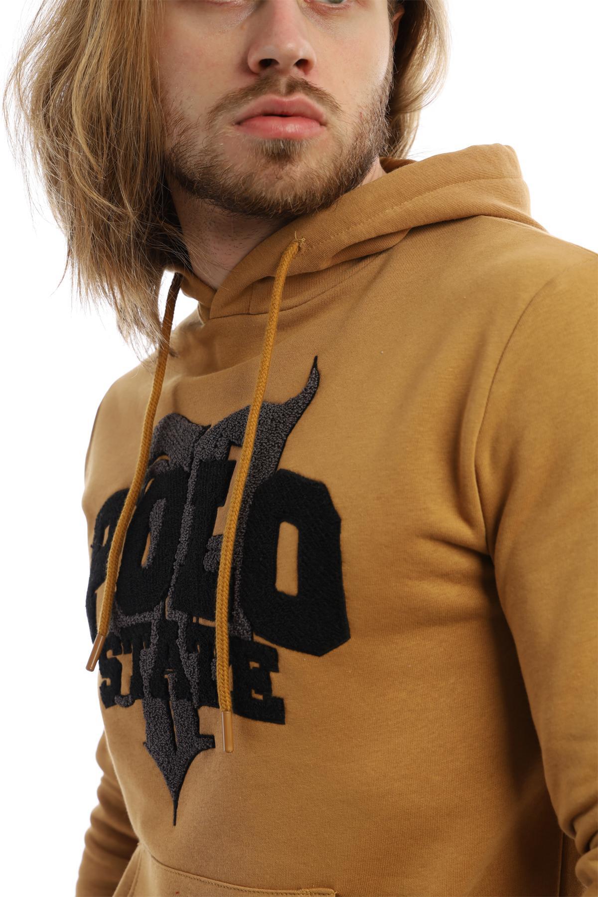 Erkek 3 İplik Pamuklu İçi Polarlı Süzine Nakışlı Regular Fit Kapüşonlu Kanguru Cepli Kahverengi Sweatshirt Erkek 3 İplik Pamuklu İçi Polarlı Süzine Nakışlı Regular Fit Kapüşonlu Kanguru Cepli Kahverengi Sweatshirt