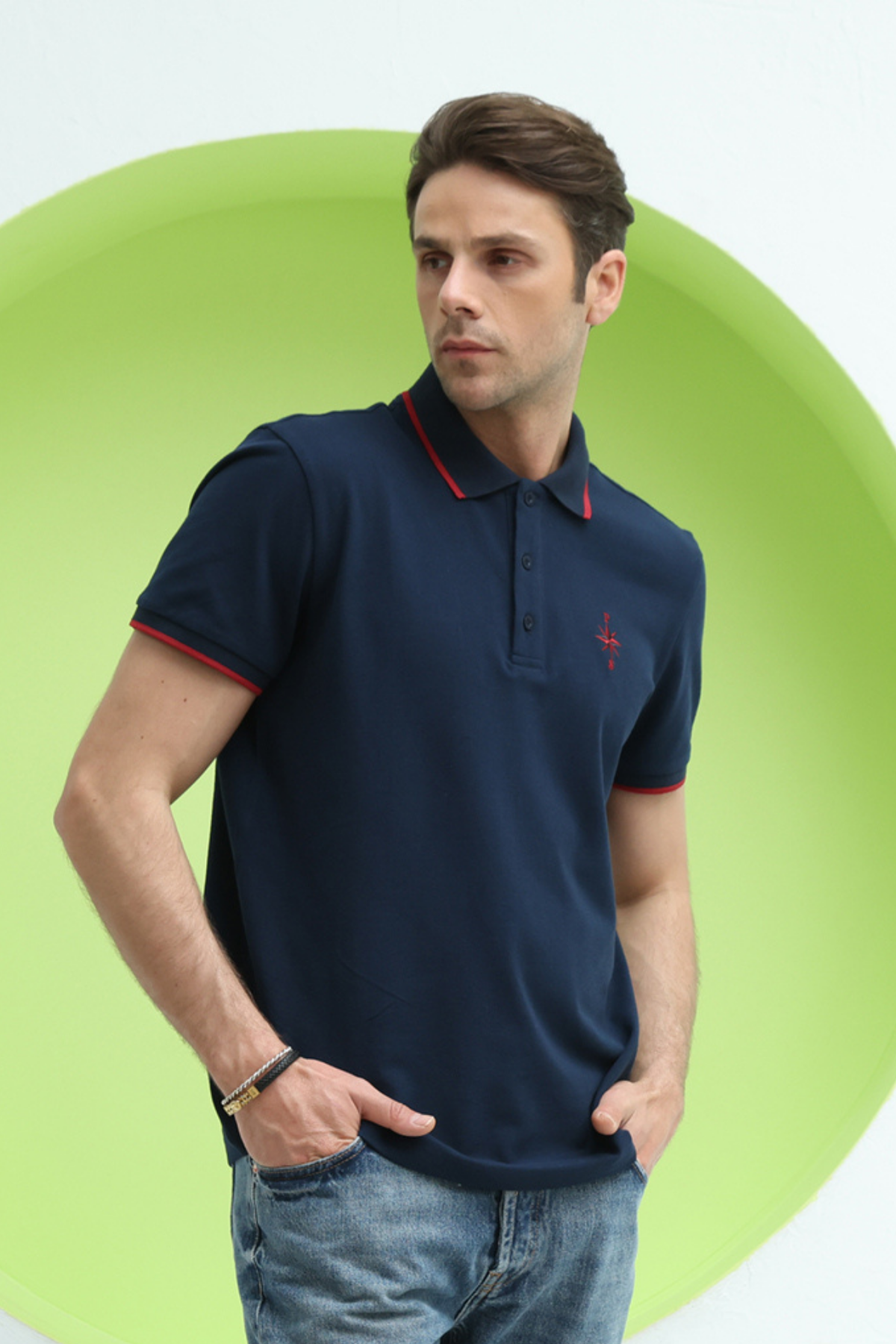 Erkek Polo Yaka Regular Fit T-Shirt Lacivert