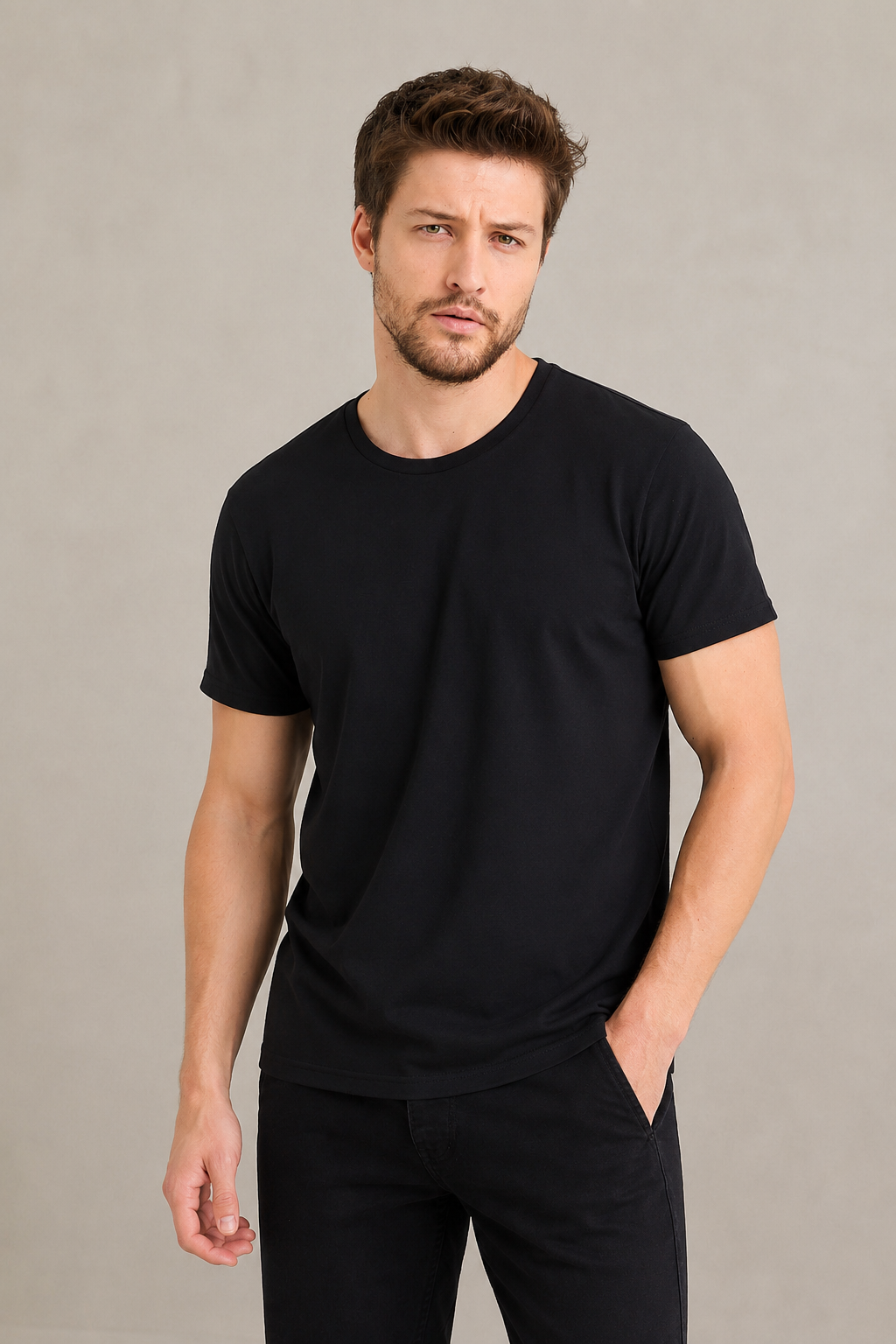 Erkek Regular Fit Bisiklet Yaka Basic 5li Tişört Paketi – Siyah-Beyaz-Kırmızı-Mavi-İndigo