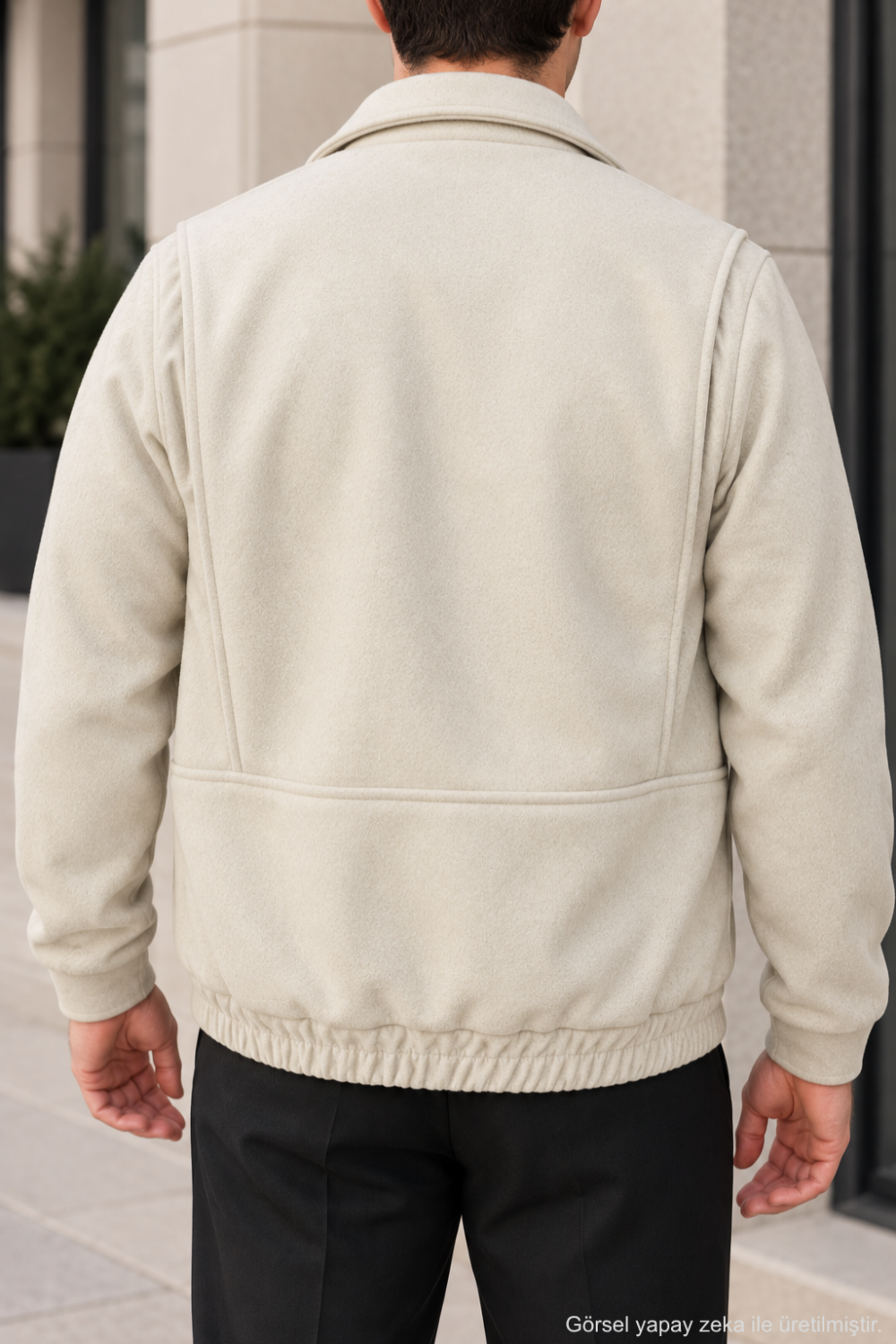 Erkek Regular Fit Kaşe Dokulu Düğmeli Ceket - Ekru Ekru