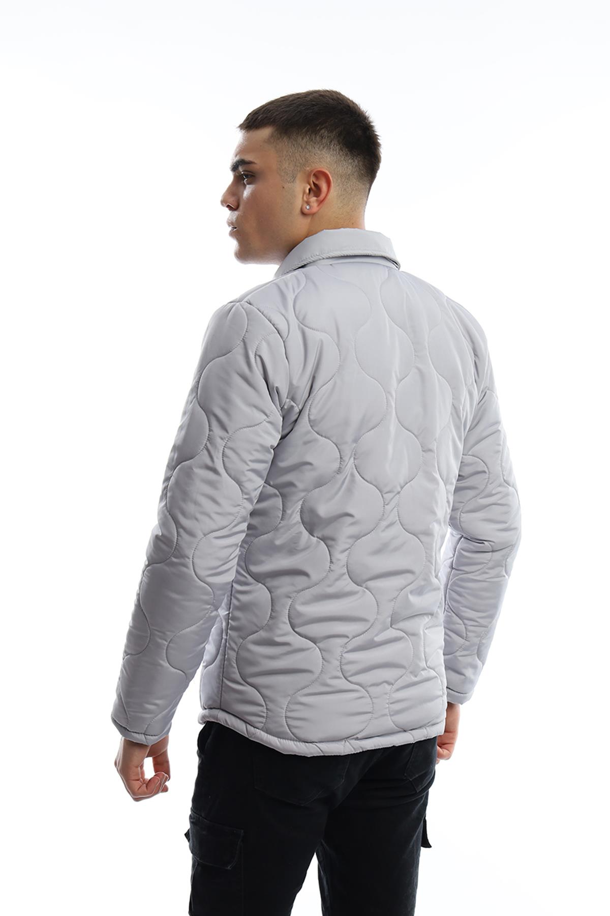 Erkek Regular Fit Kapitone Mont Gri