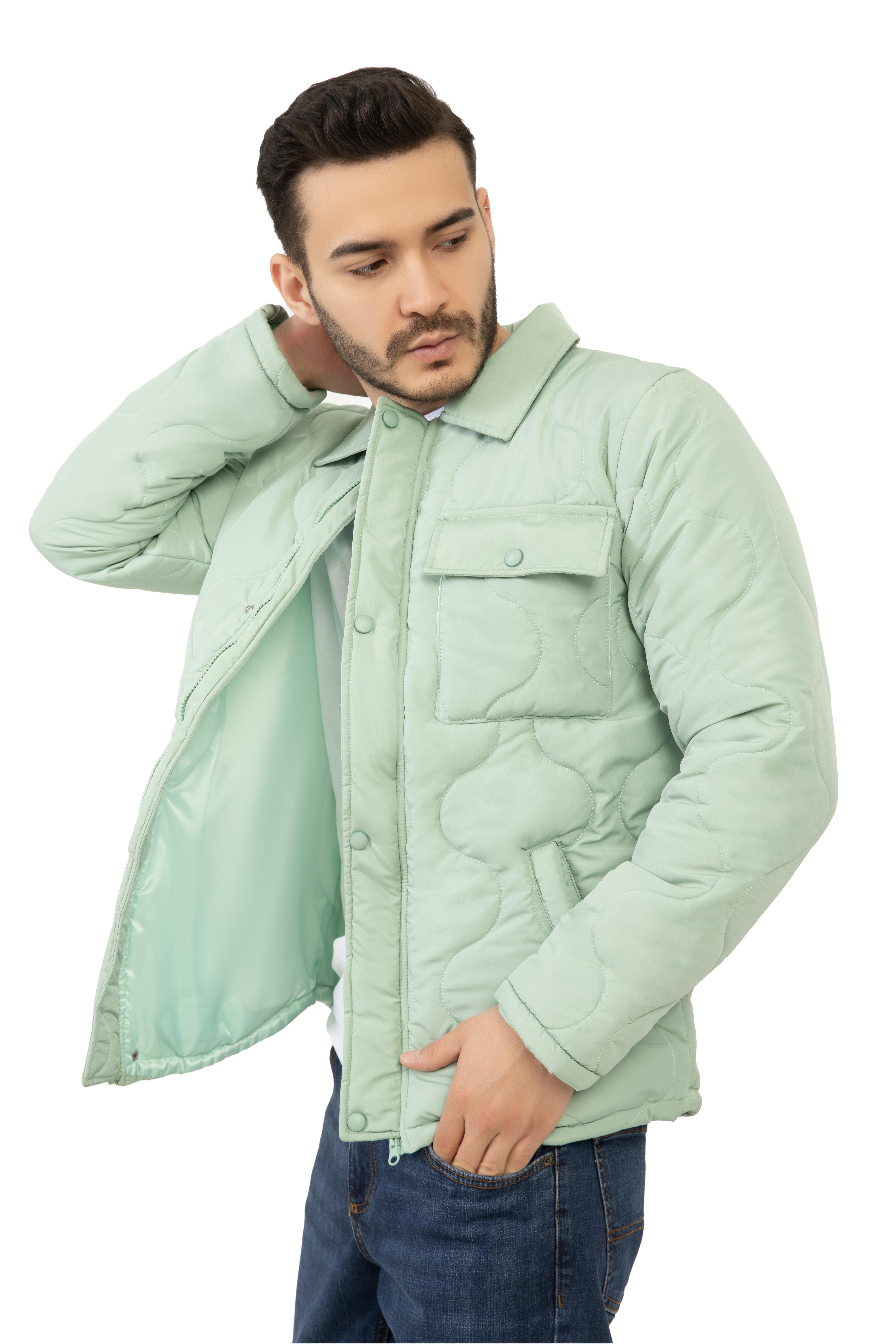 Erkek Regular Fit Kapitone Mont Yeşil