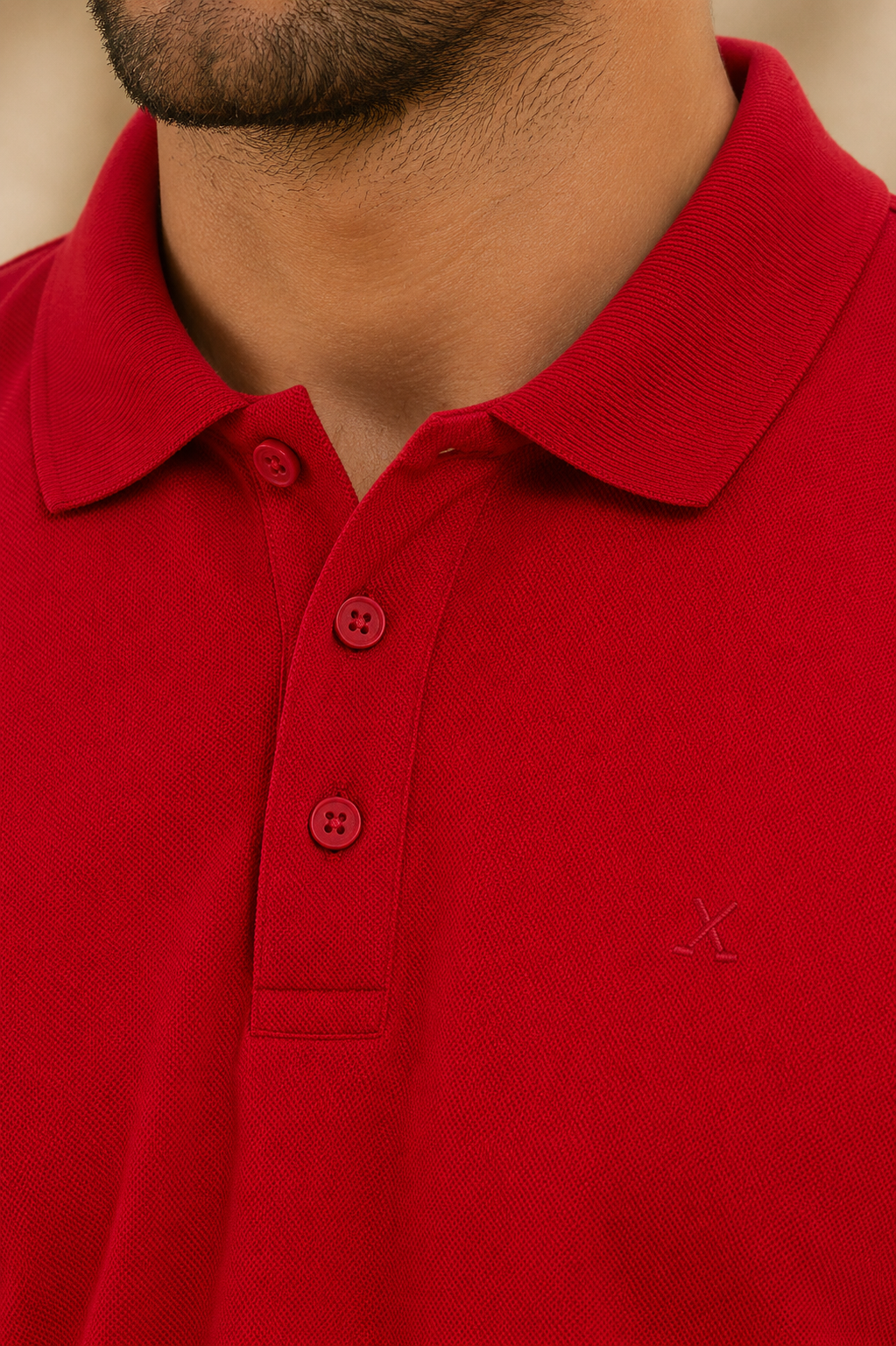 Erkek Regular Fit Polo Yaka Pike Kumaş Basic Tişört Kırmızı