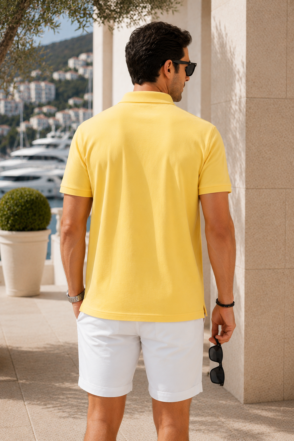 Erkek Sarı Polo Yaka Nakışlı Pike T-Shirt