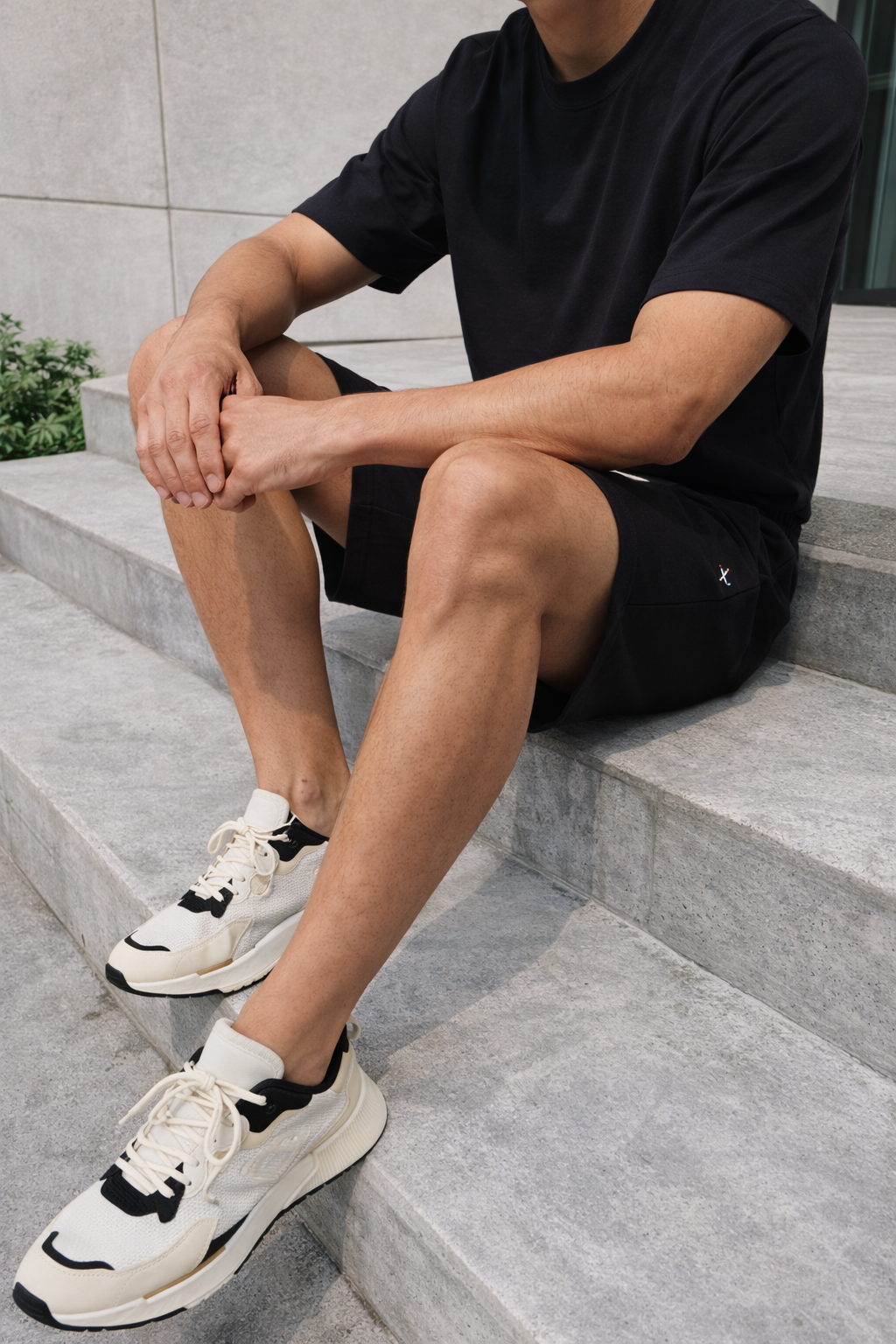 Erkek Siyah Basic Lastikli Bağcıklı Regular Fit Şort