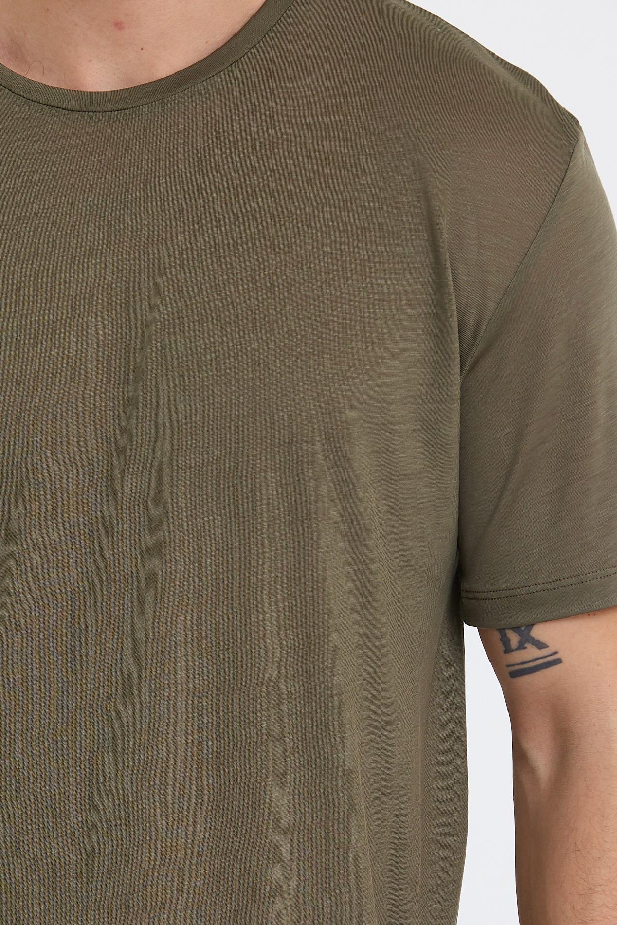 Erkek Tencel Kumaş Oversize T-shırt Haki
