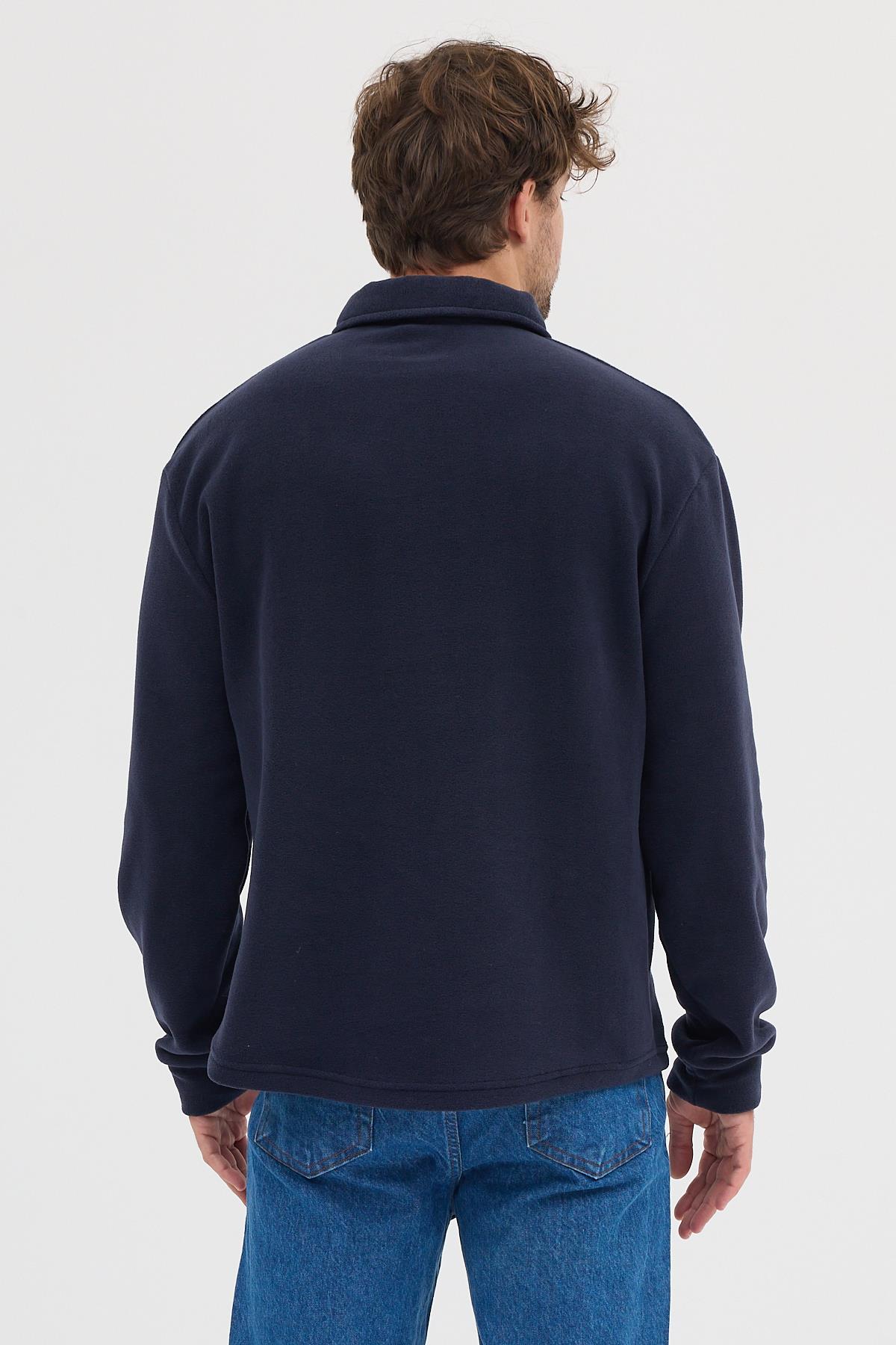 Erkek Tüylenme Yapmayan Soğuk Geçirmez Sweatshirt Lacivert