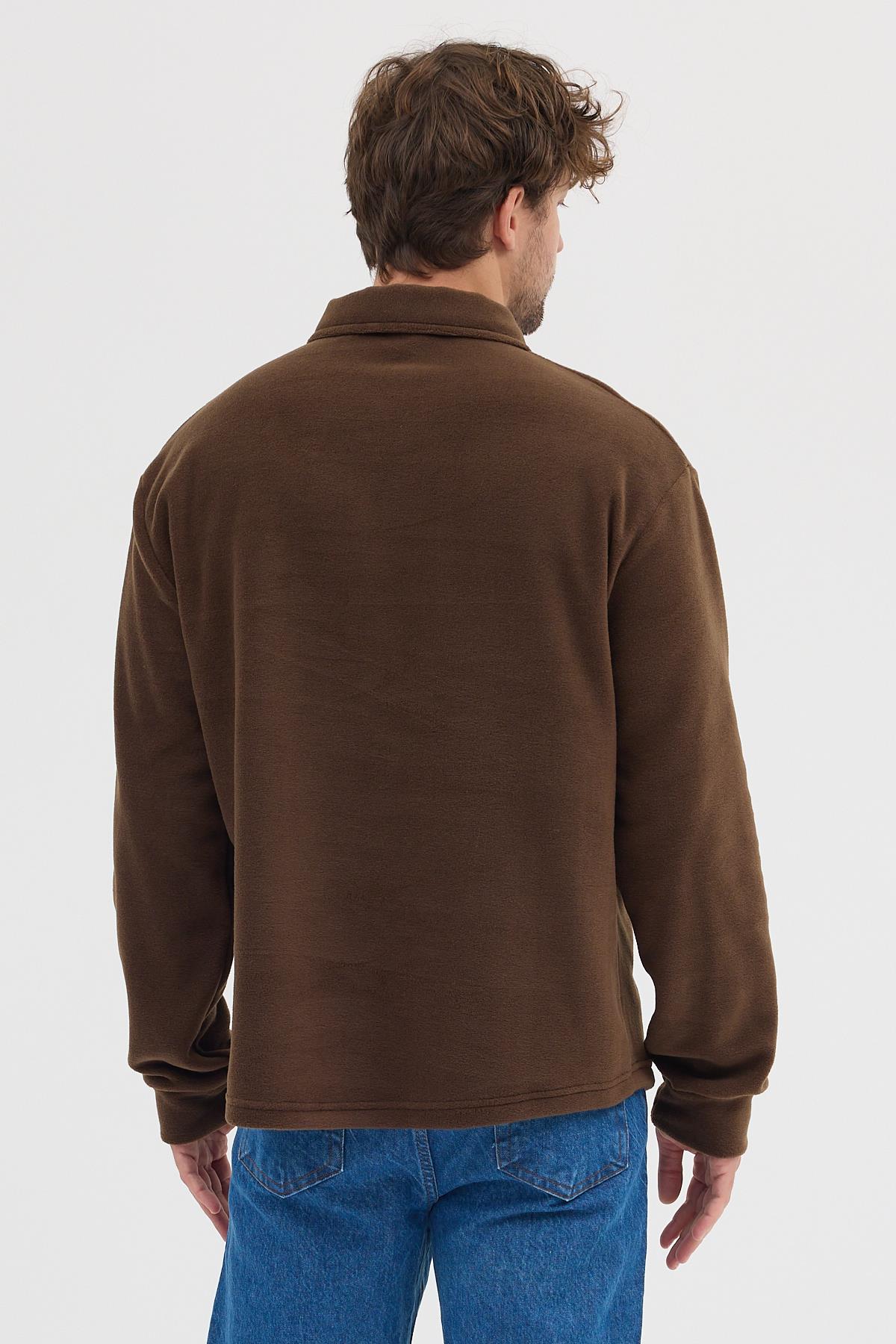 Erkek Tüylenme Yapmayan Soğuk Geçirmez Sweatshirt Kahverengi
