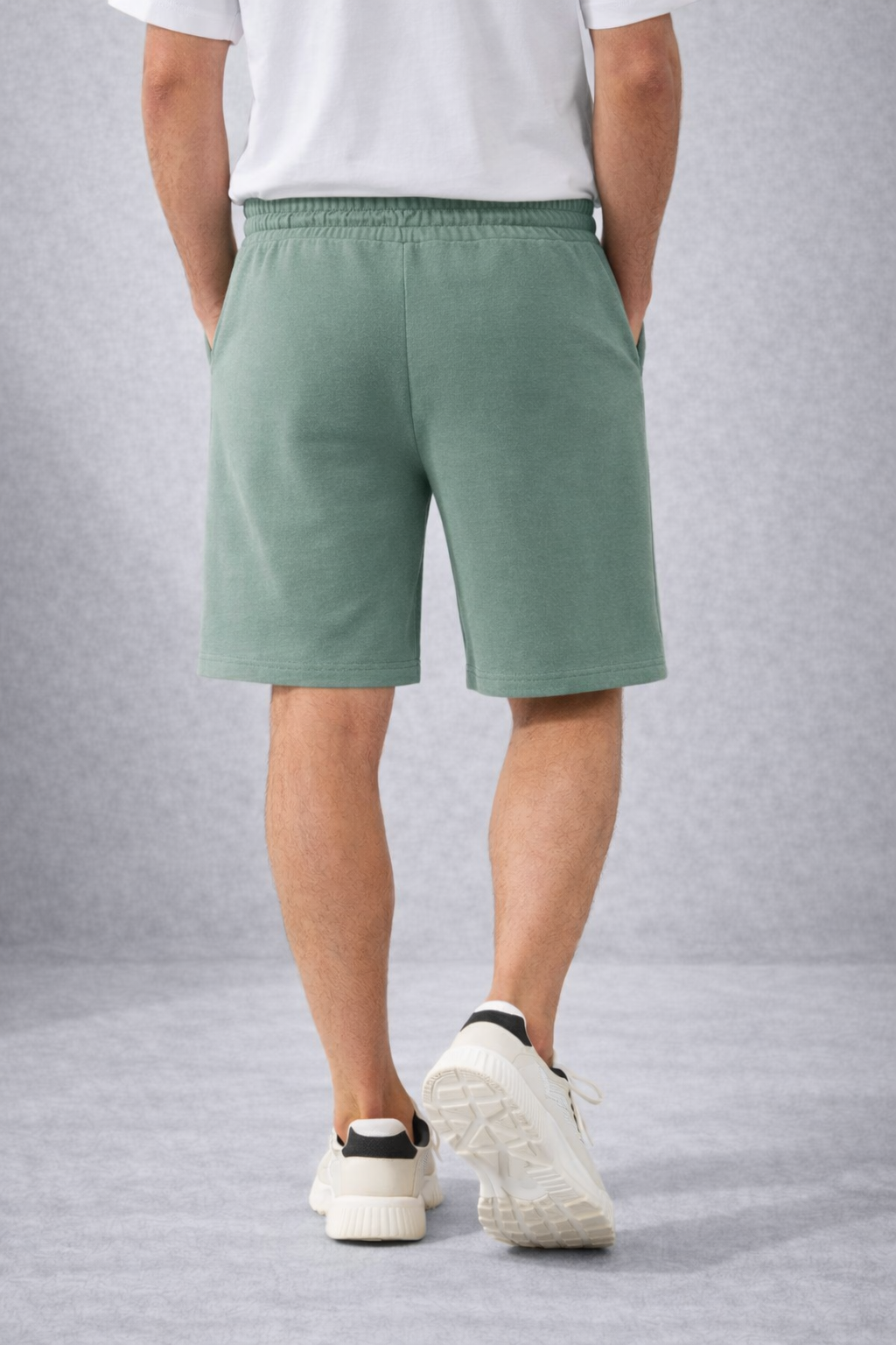 Erkek Yeşil Basic Lastikli Bağcıklı Regular Fit Şort