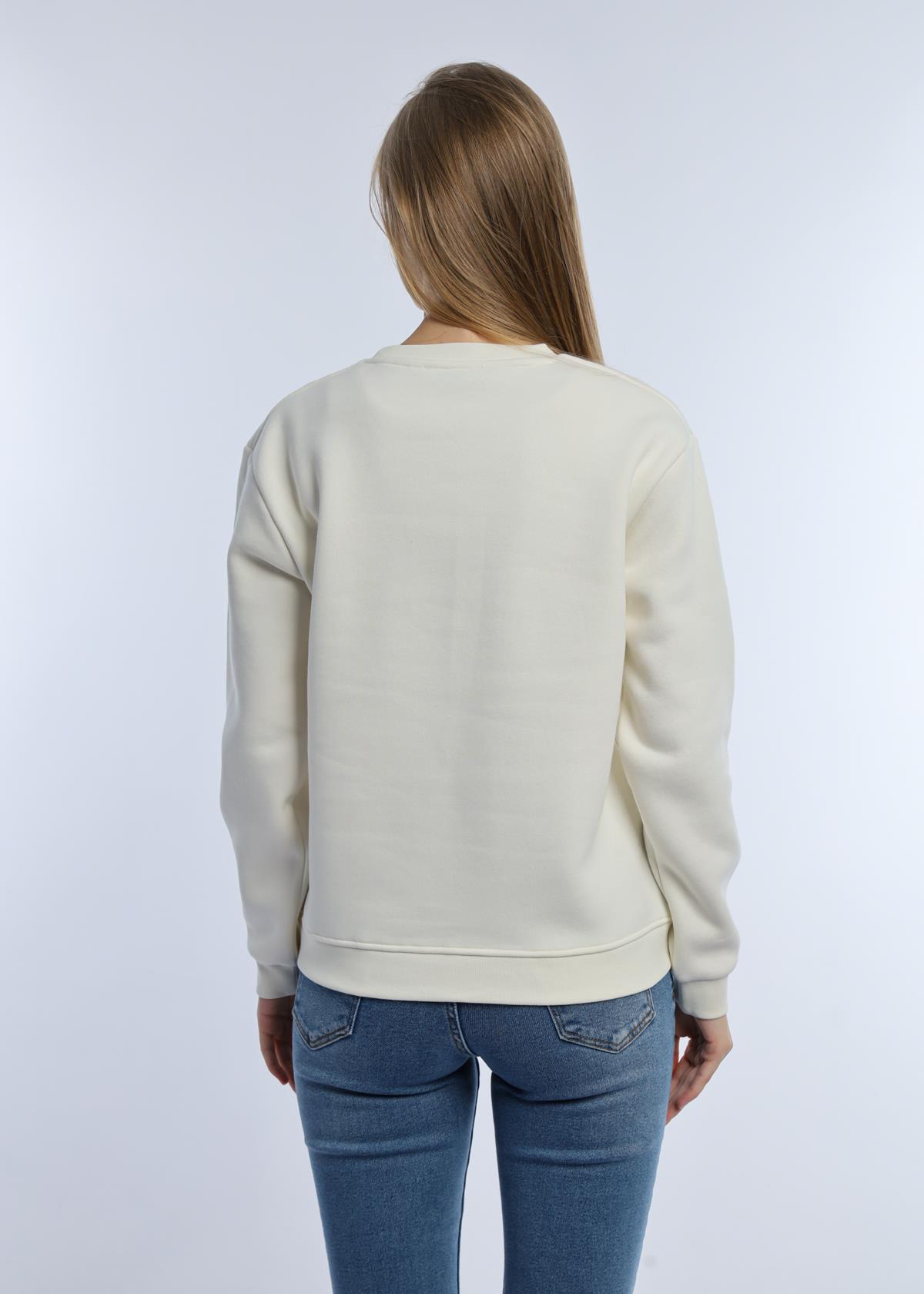 Kadın 3 İplik Şardonlu Woodall Mtn Baskıli Sweatshirt Ekru