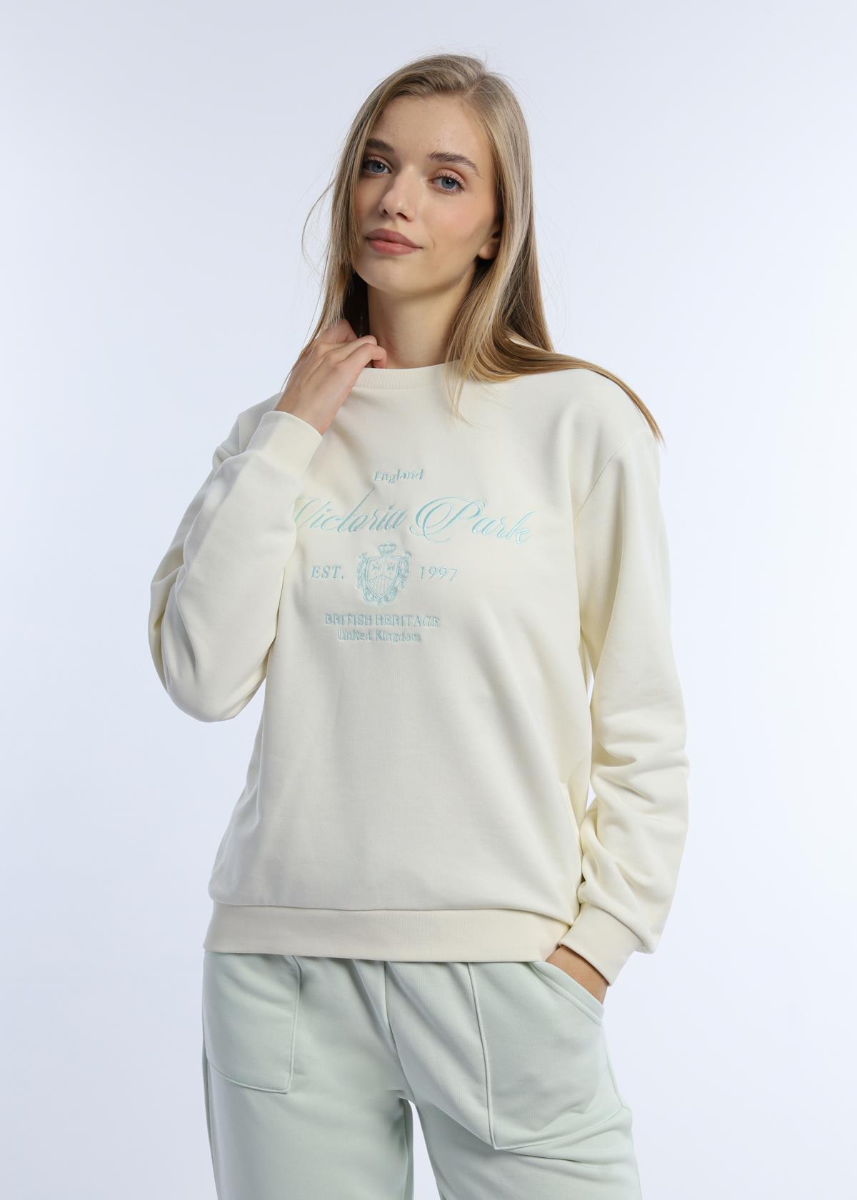 Kadın 3 İplik Şardonsuz United Kingdom Nakışlı Sweatshirt Mint Kadın 3 İplik Şardonsuz United Kingdom Nakışlı Sweatshirt Mint