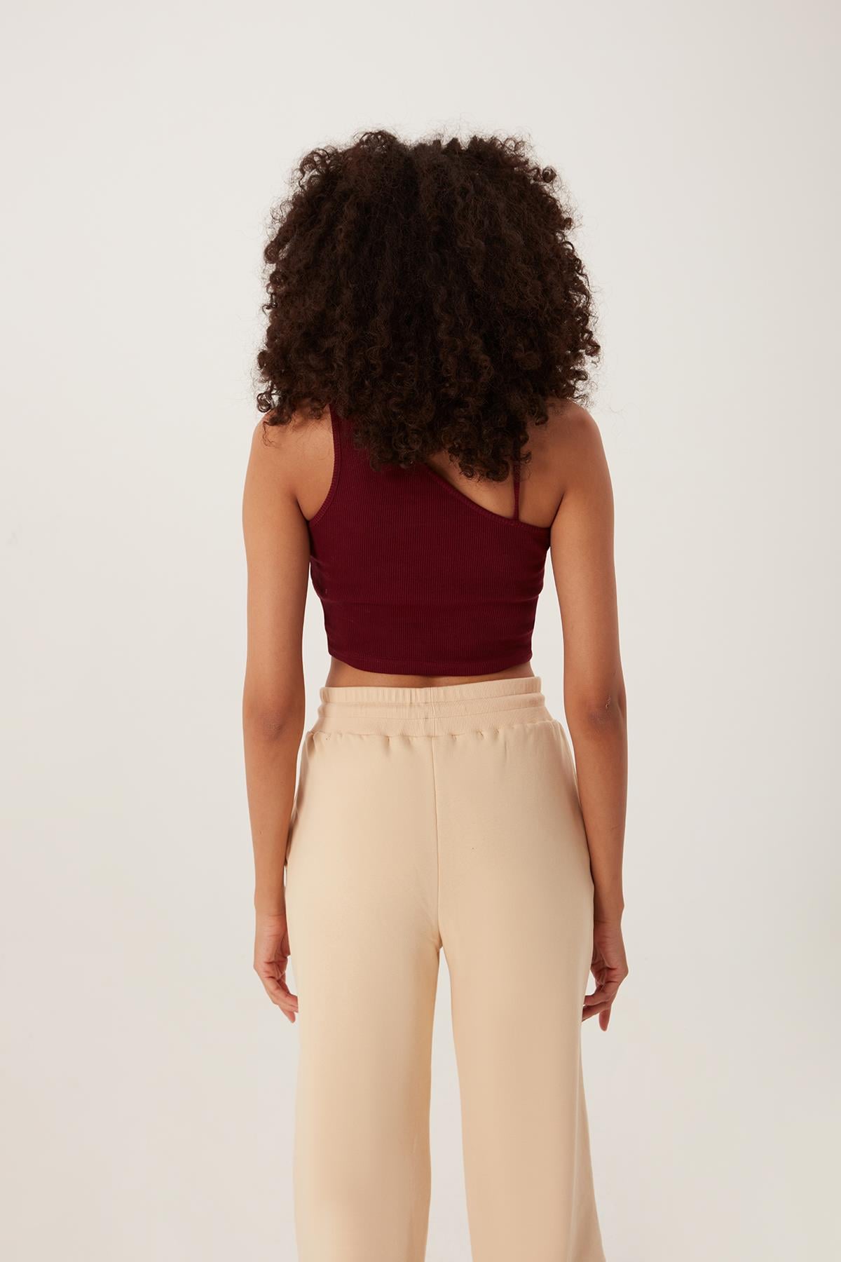 Kadın Askılı Crop Kaşkorse  Bordo