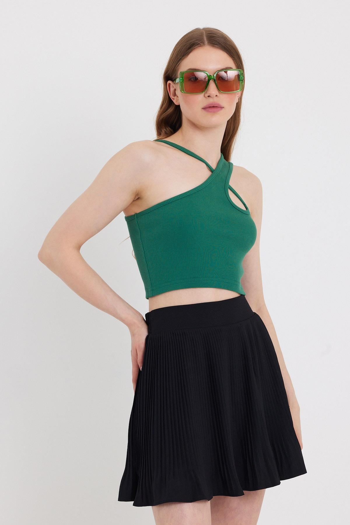 Kadın Askılı Crop Kaşkorse   Yeşil