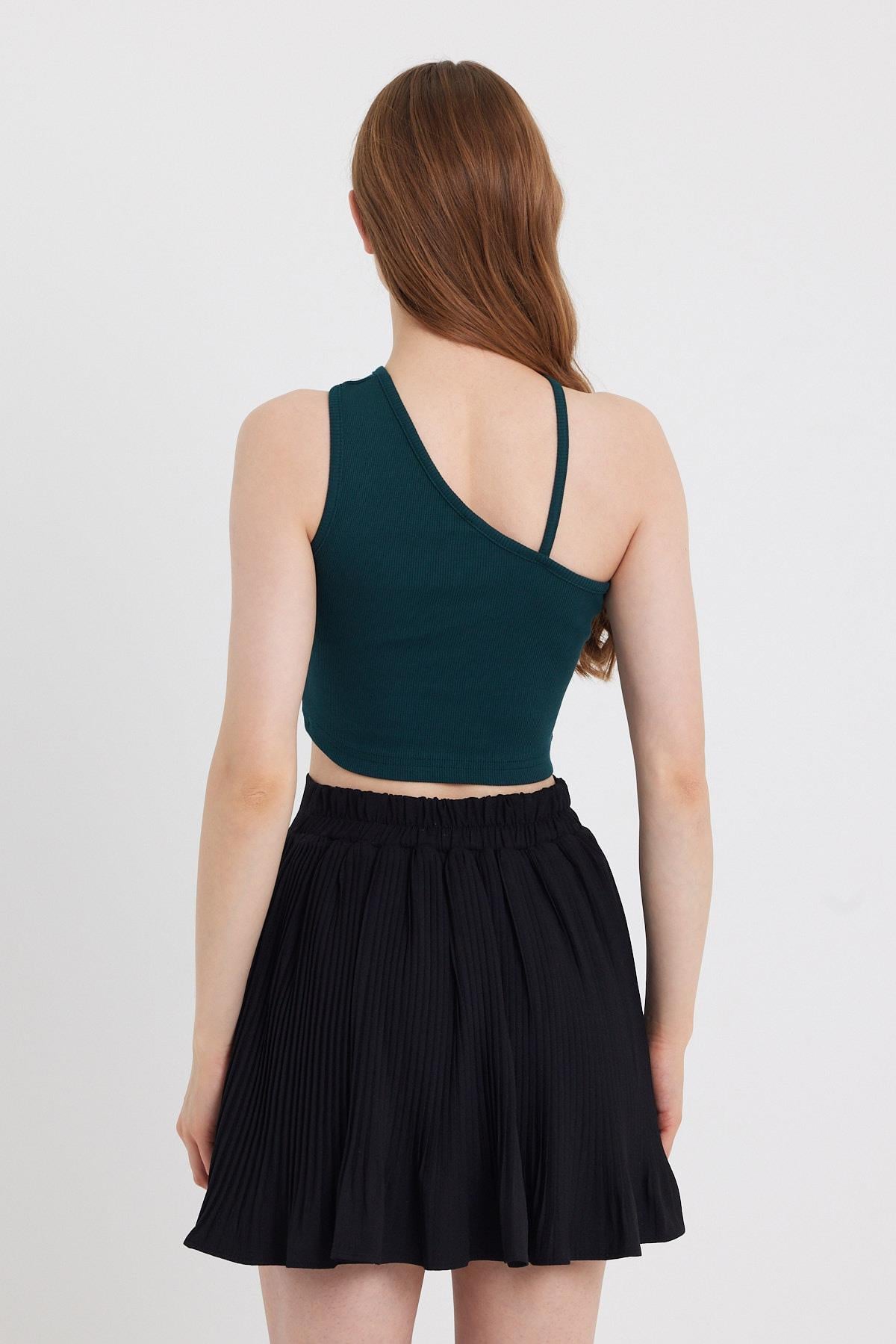 Kadın Askılı Crop Kaşkorse  Zümrüt Yeşili