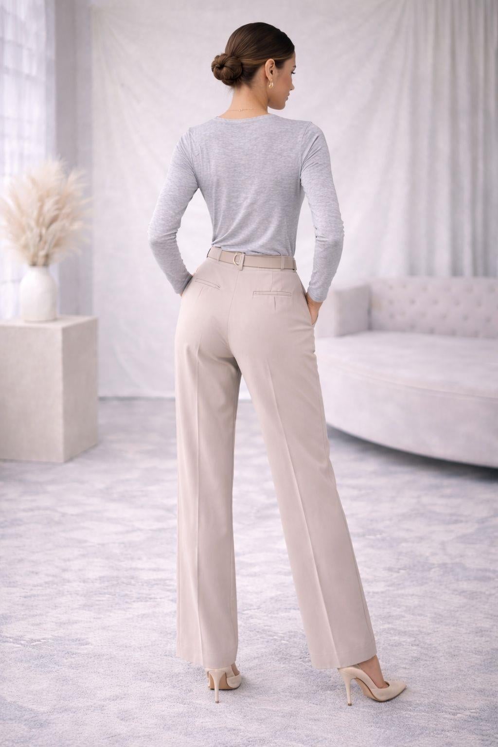 Kadın Basic Bisiklet Yaka Tencel Likra Esnek Uzun Kollu Bluz - Gri