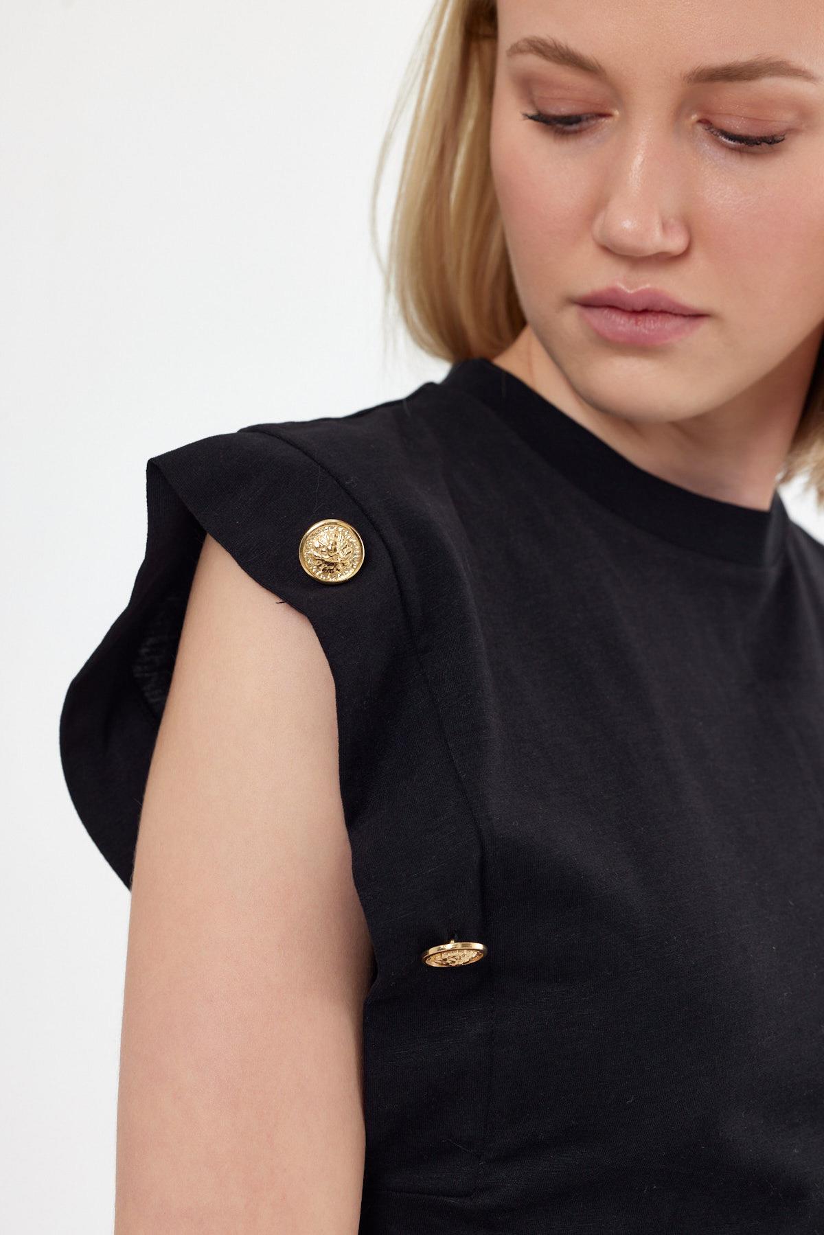 Kadın Basic Geniş Kol T-shirt Siyah