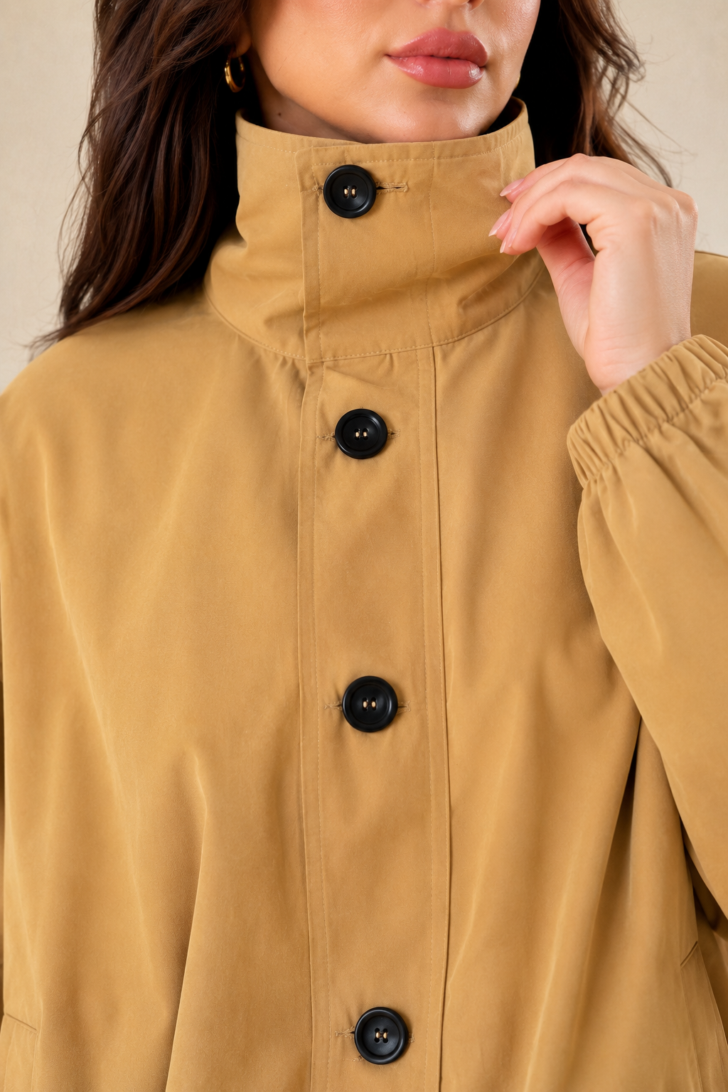 Kadın Camel Balon Model Astarlı Bomber Trençkot Ceket