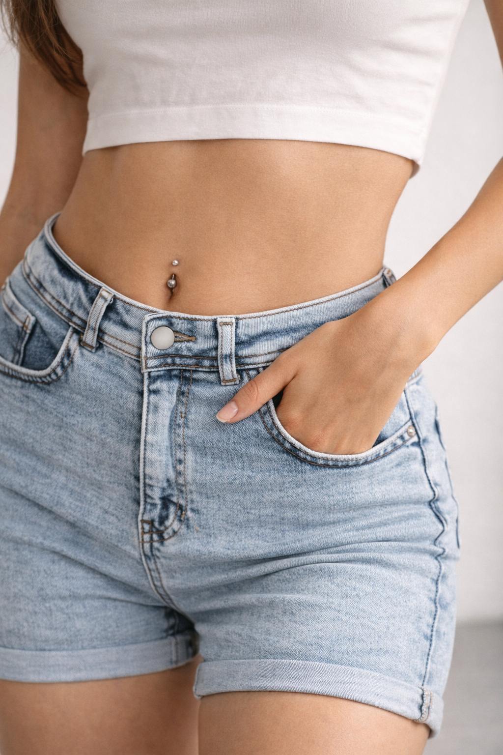 Kadın Denim Mini Şort Mavi