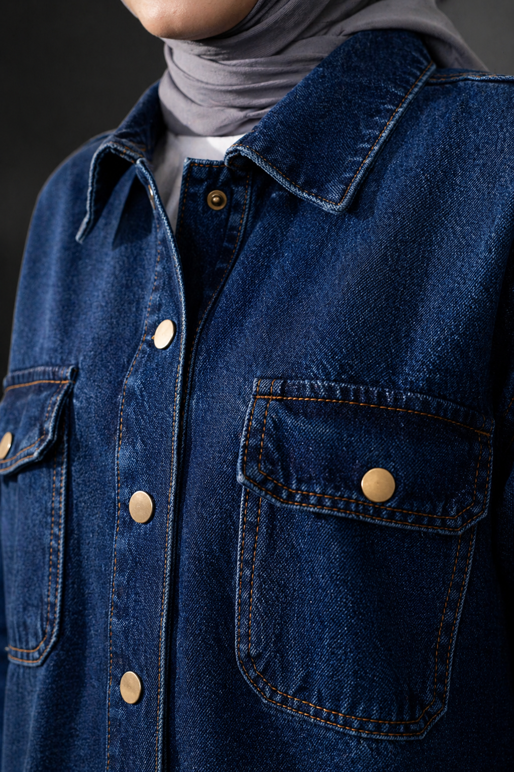Kadın Denim Takım Oversize Gömlek & Wide Leg Pantolon Lacivert