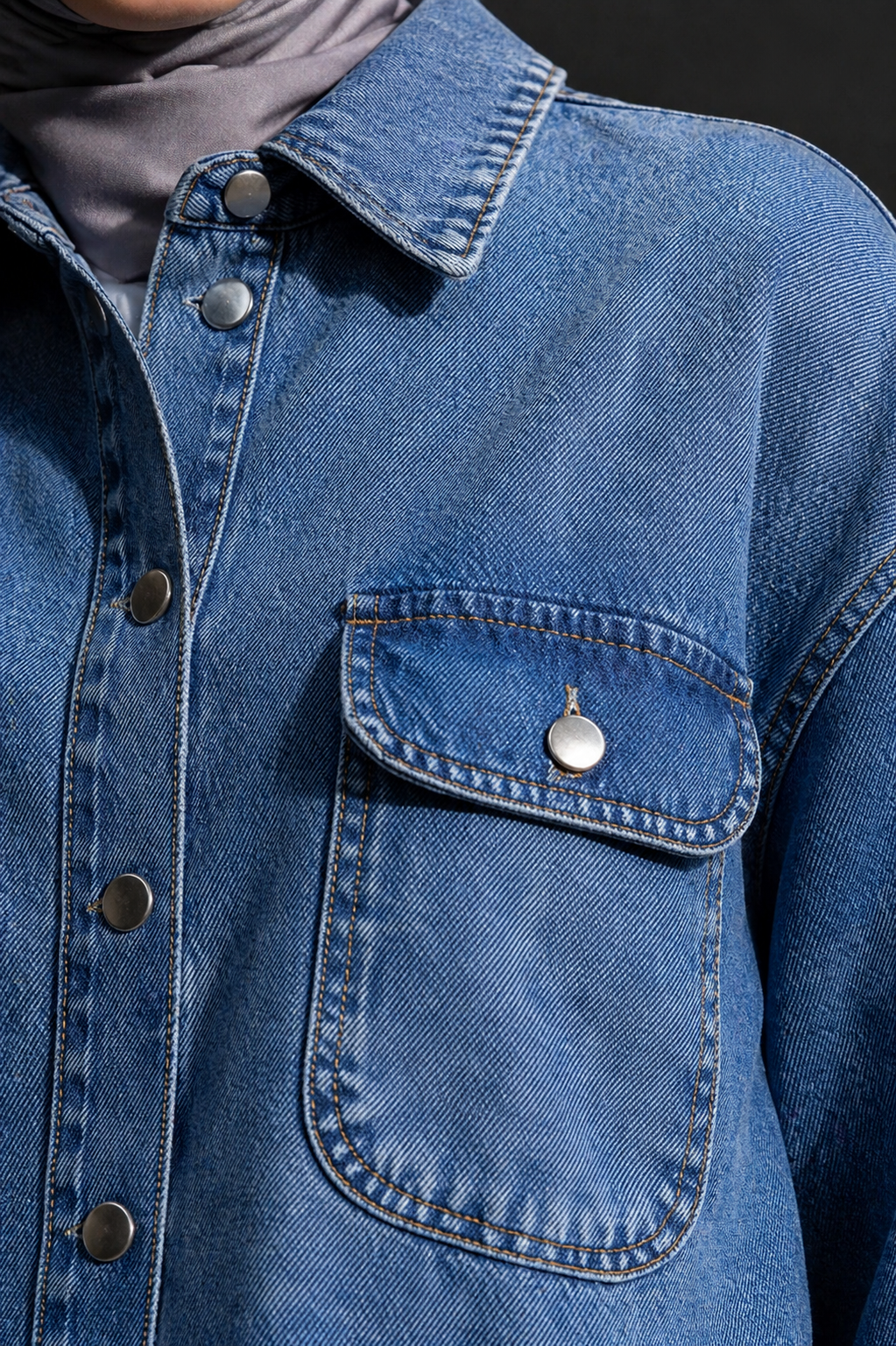 Kadın Denim Takım Oversize Gömlek & Wide Leg Pantolon Mavi