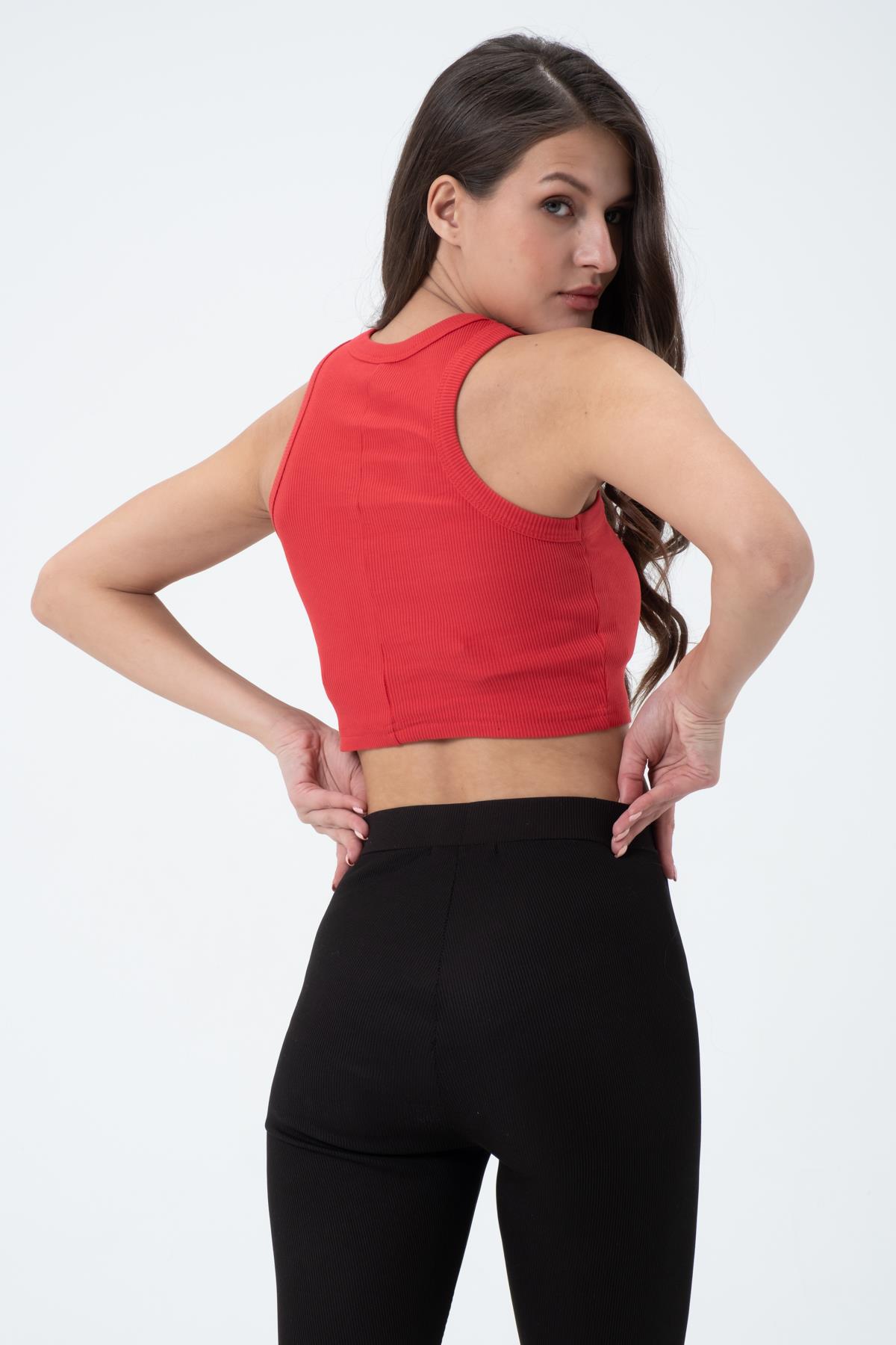 Kadın Kaşkorse Crop Atlet   Kırmızı