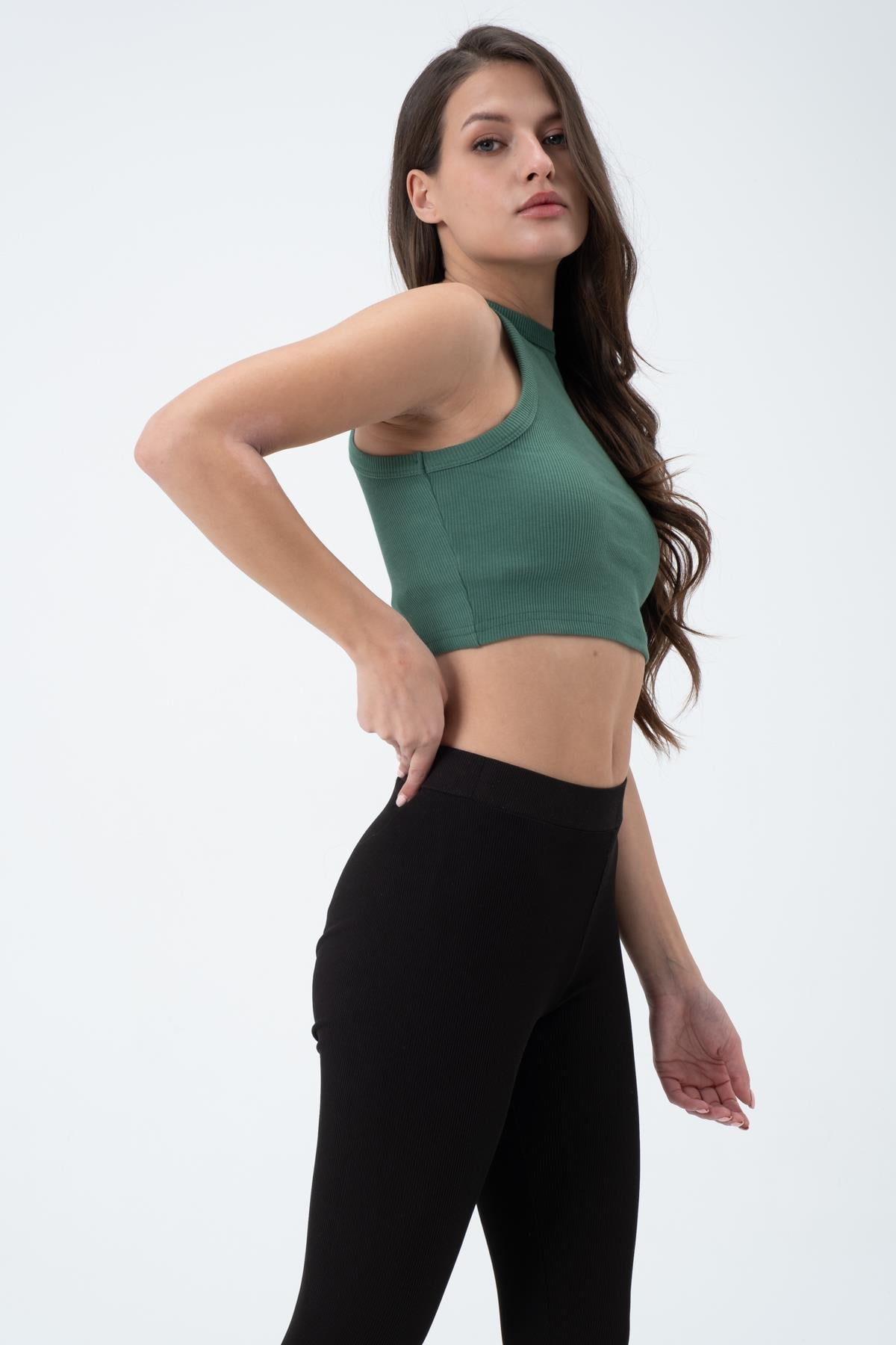 Kadın Kaşkorse Crop Atlet   Yeşil