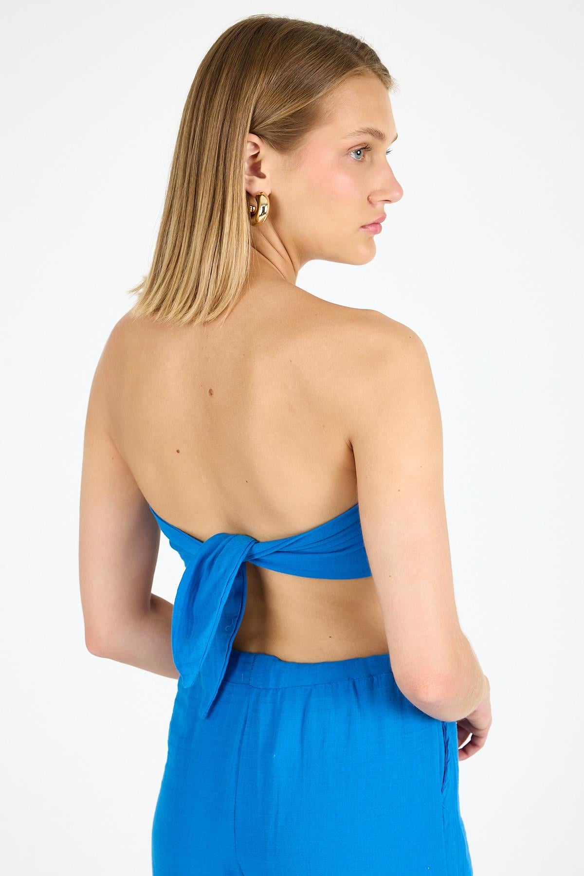 Kadın Keten Crop Saks